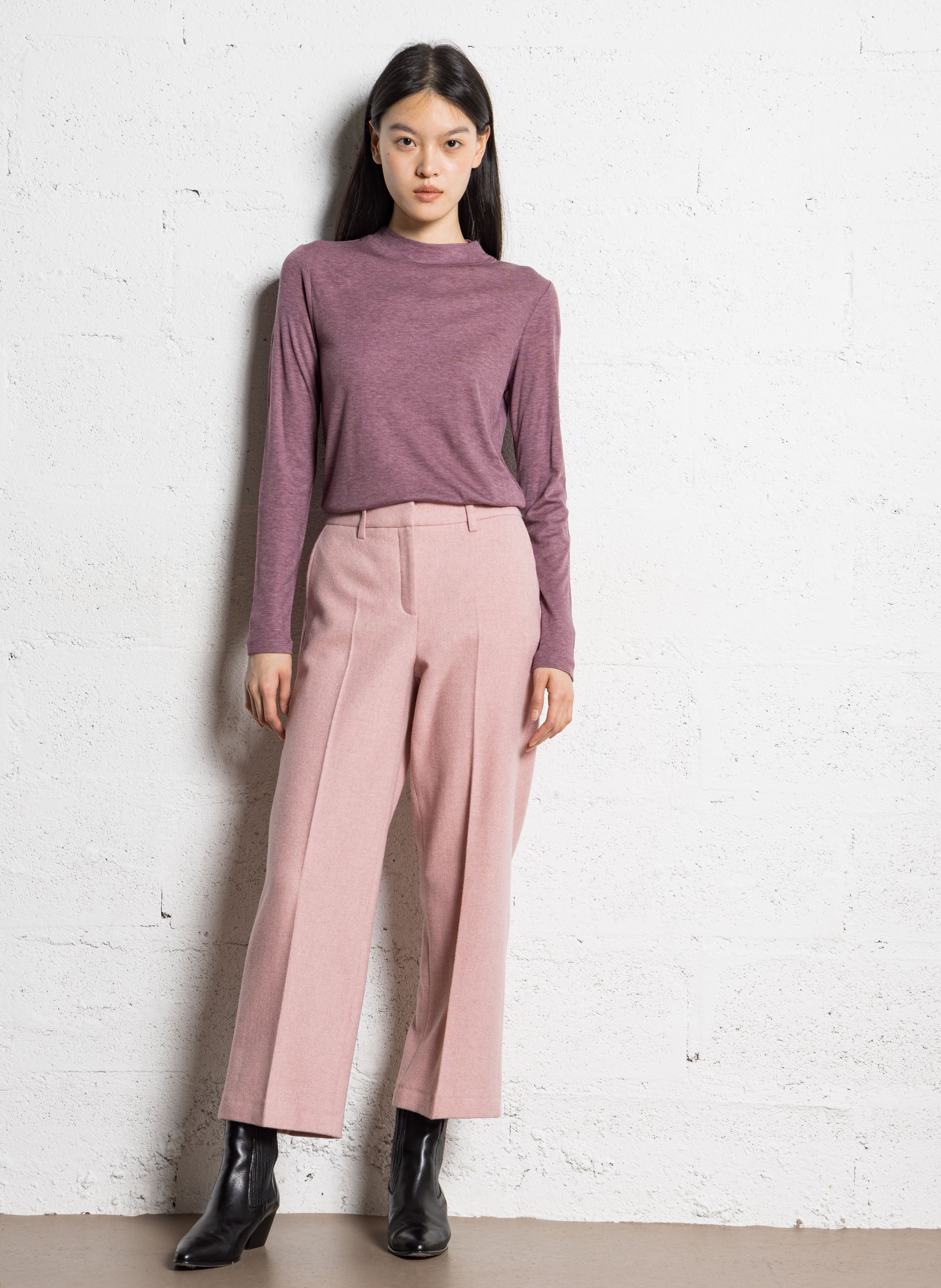 Flowy long-sleeve high-neck t-shirt MAISON 123 Purple
