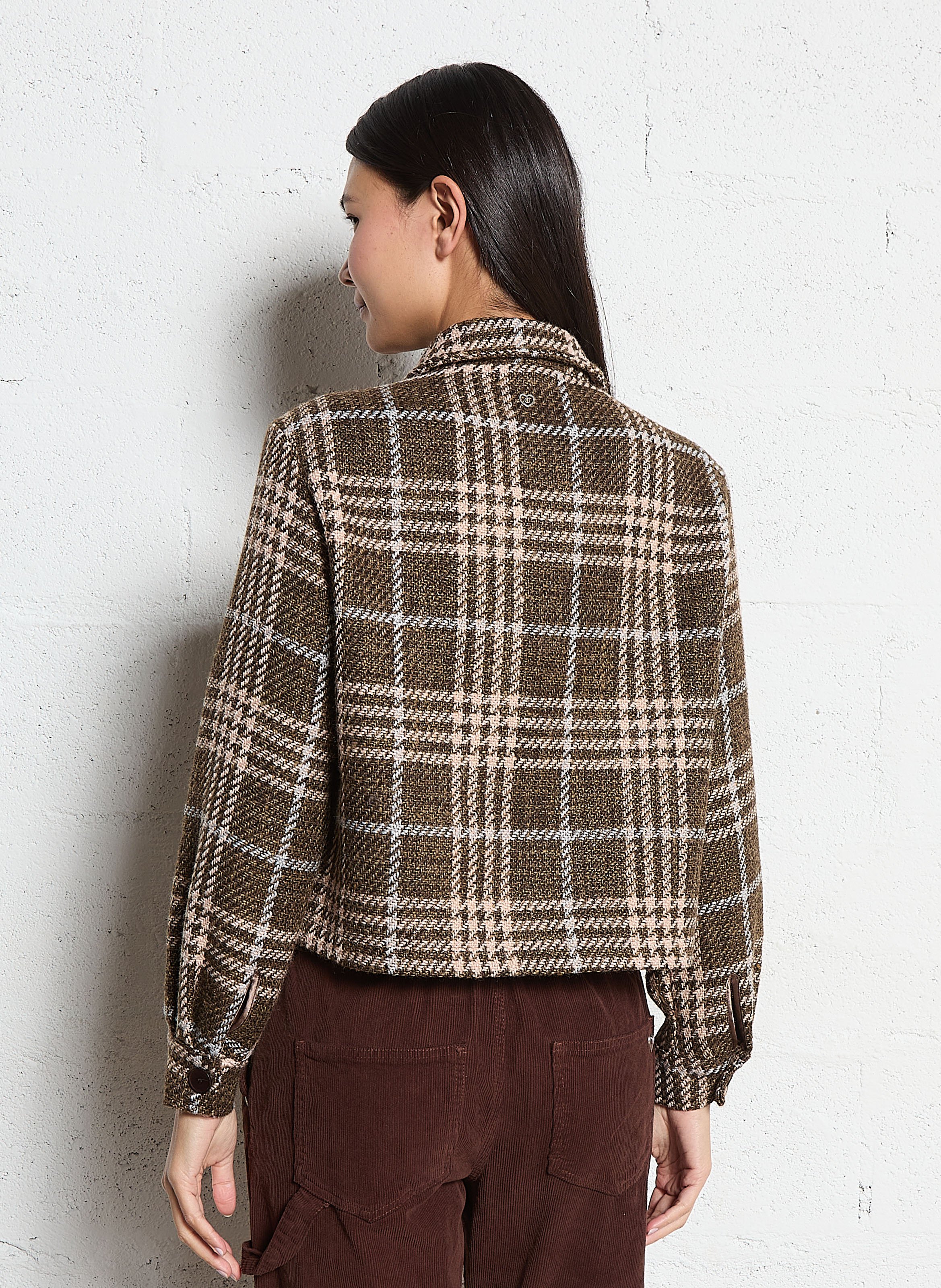 Veste col classique à carreaux PLEASE Marron