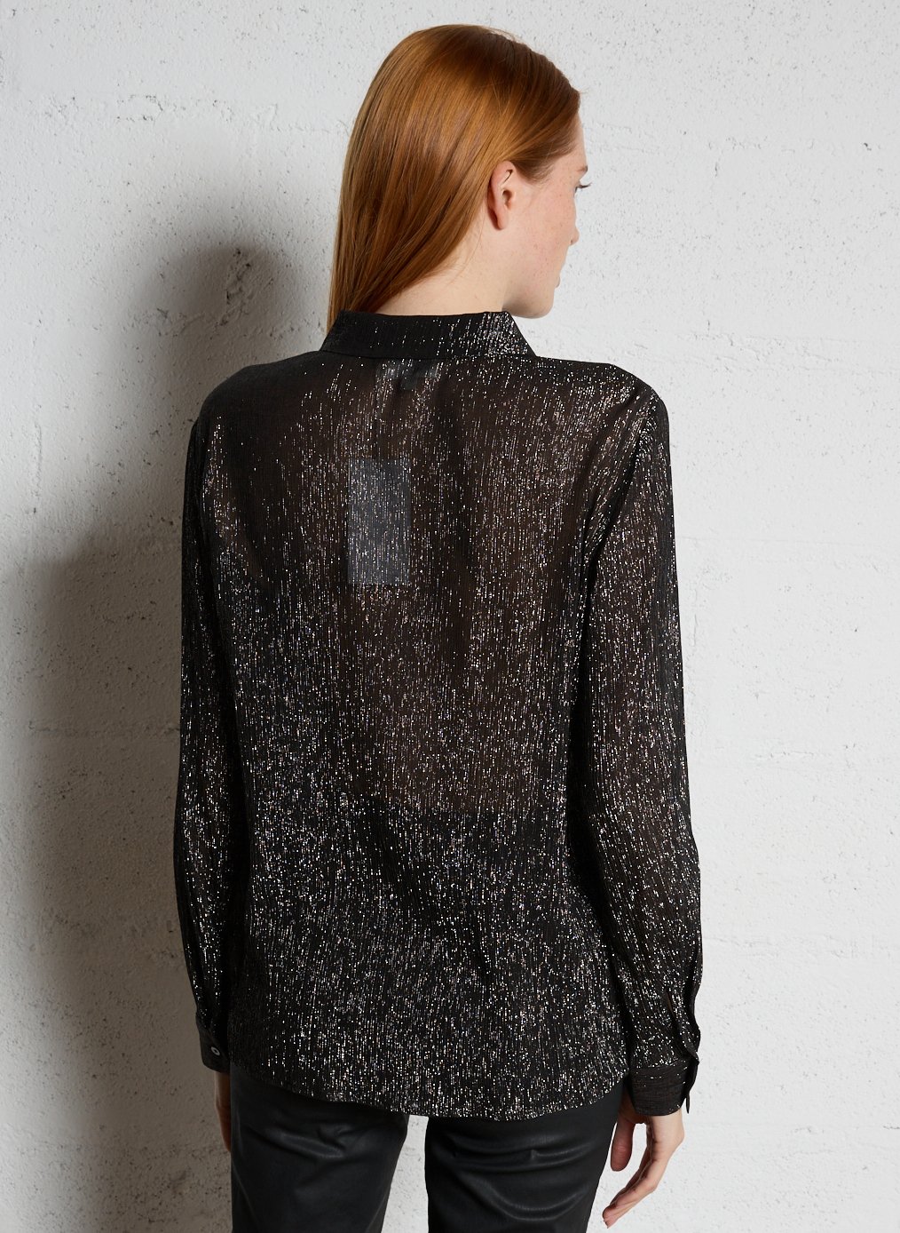 Straight shirt with metallic threads MAISON 123 Black