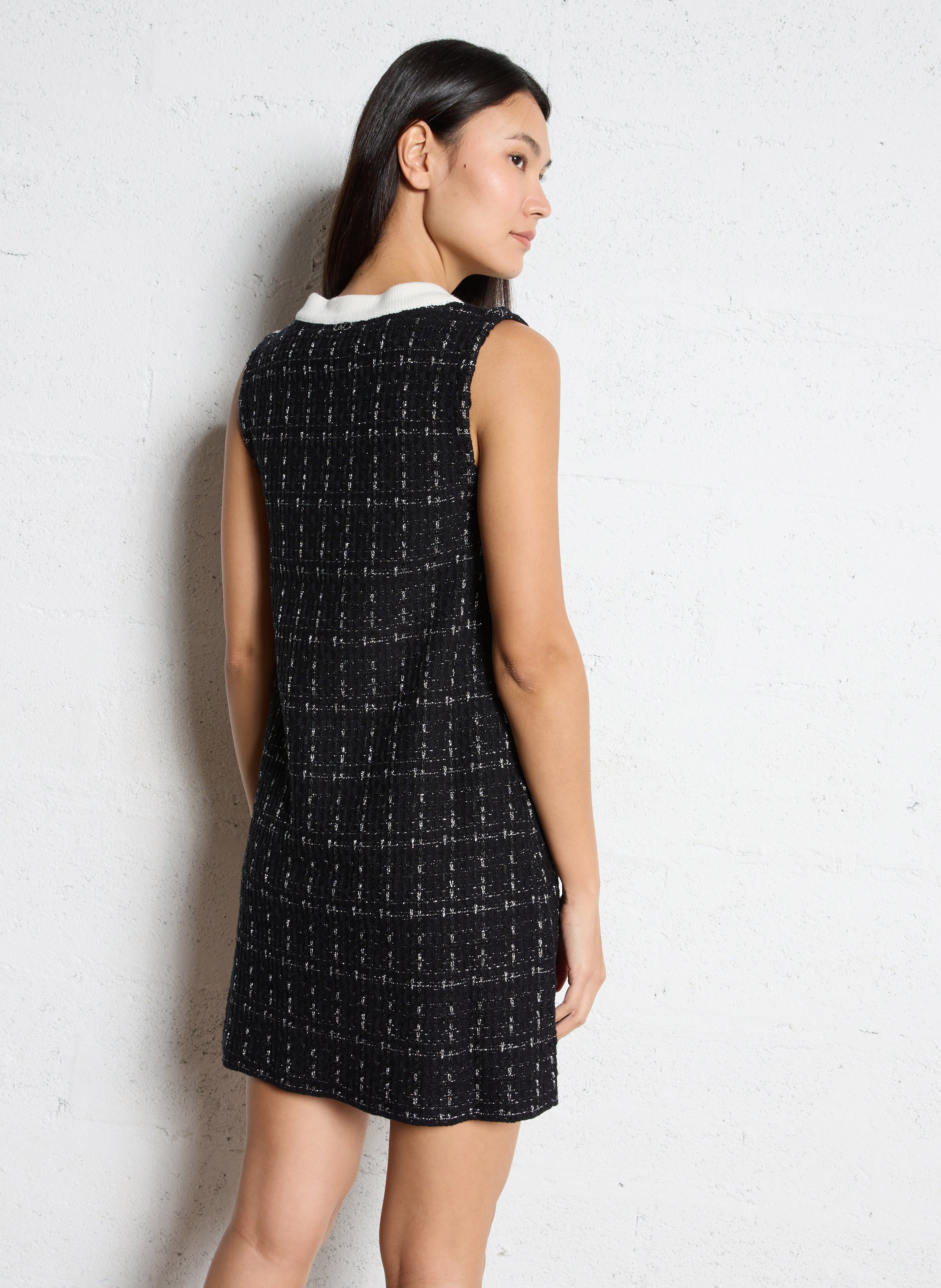 Kurzes Tweedkleid mit Rundhalsausschnitt LIU JO Schwarz