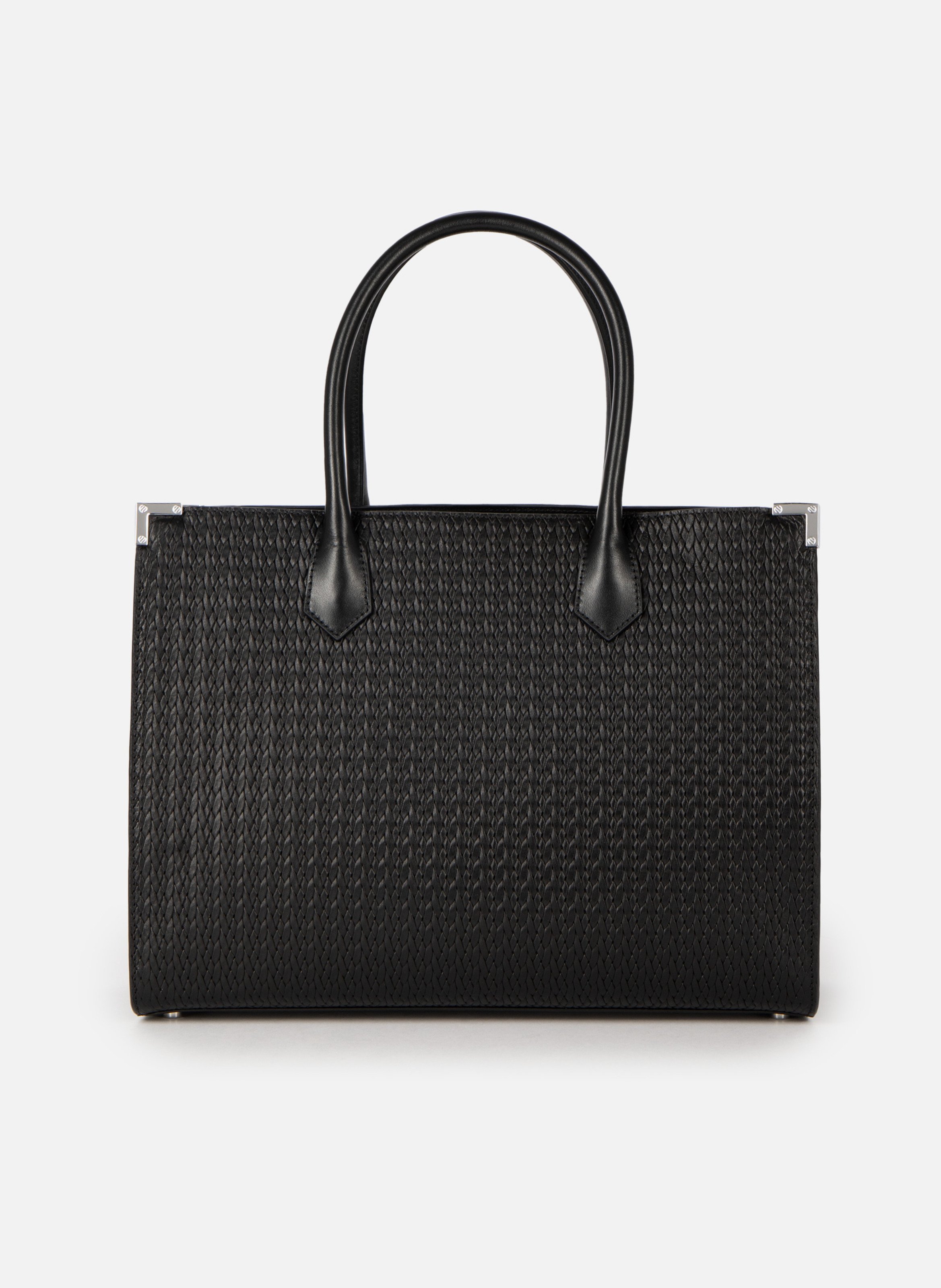 Braided leather tote bag Ming L THE KOOPLES Black