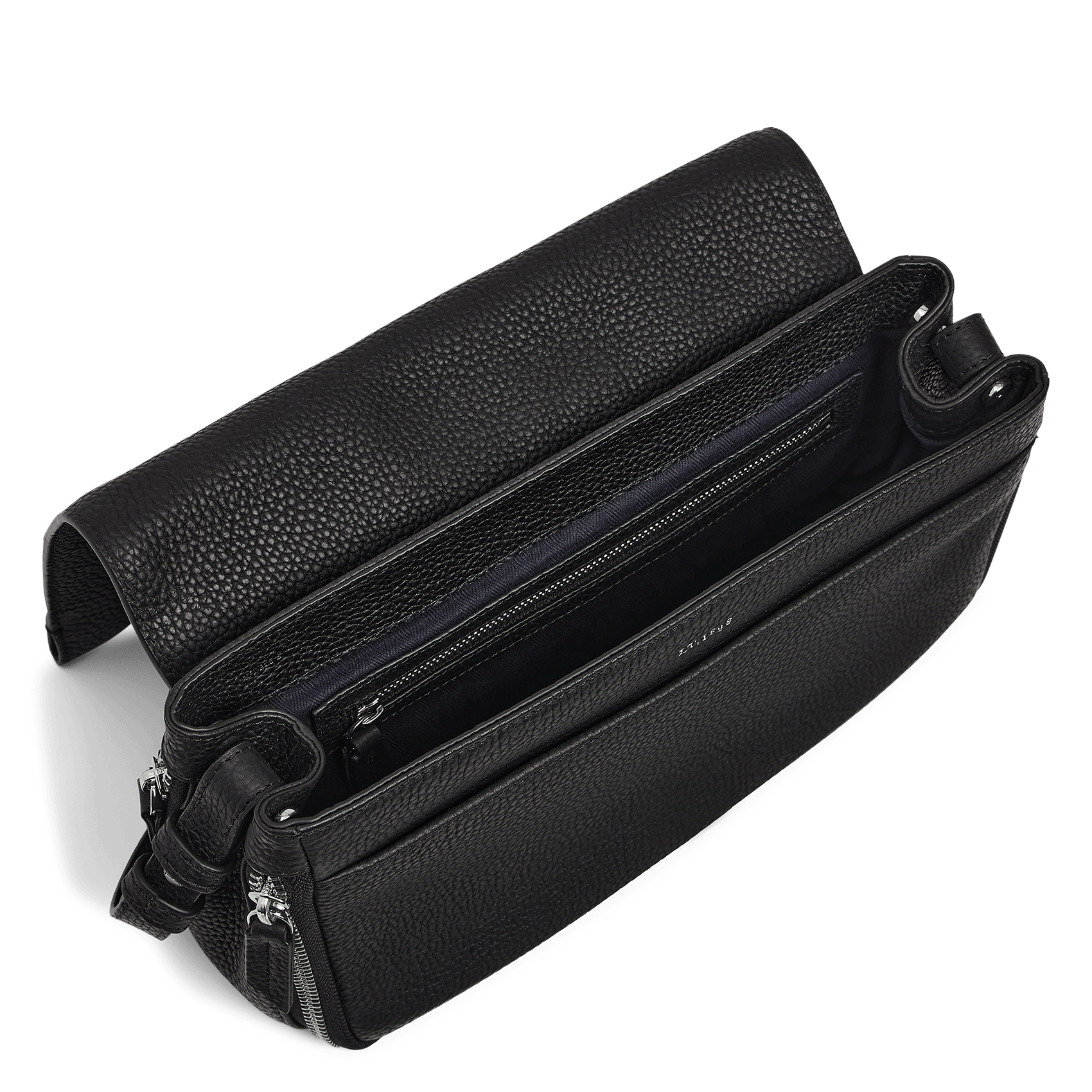 Leren schoudertas Zwart