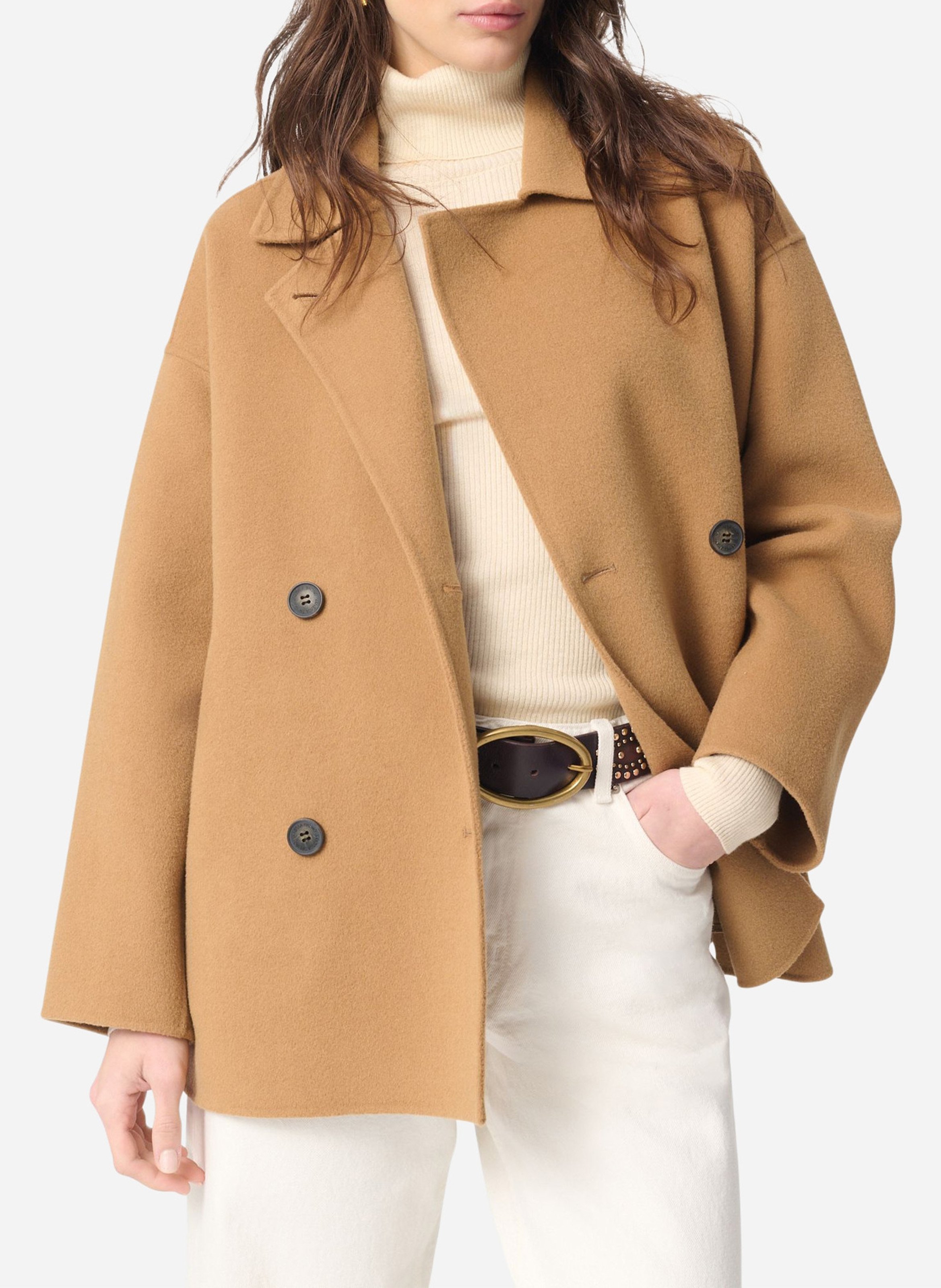 Manteau col classique en laine  VANESSA BRUNO Marron