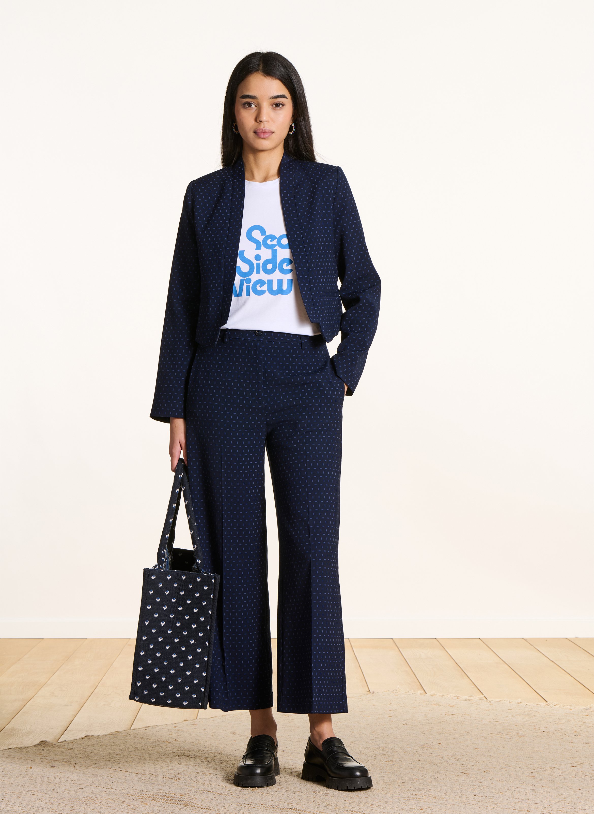 <p>Blazer estampado con cuello chal</p> LA FEE MARABOUTEE Multicolor