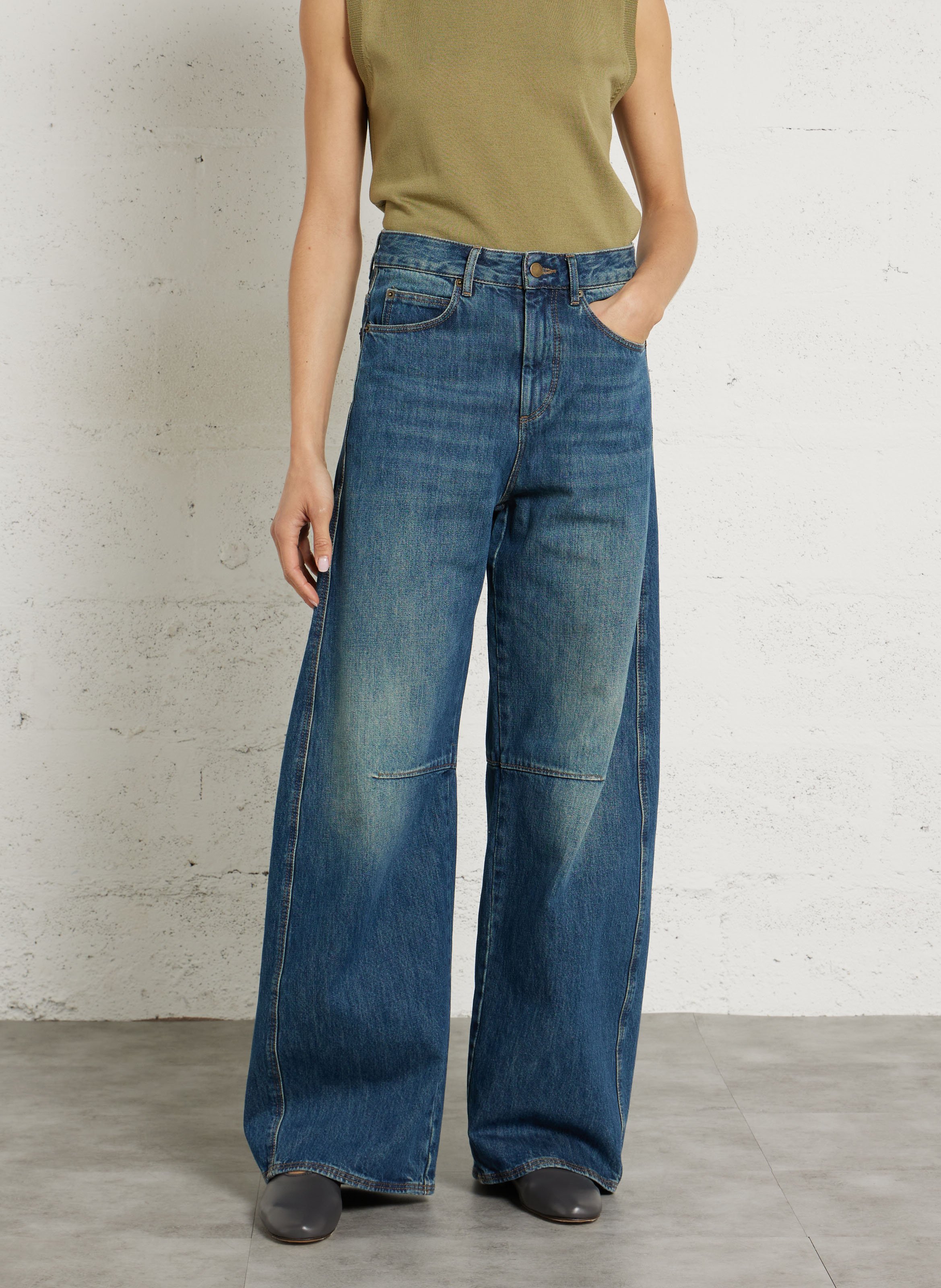 Farbige Straight Cut Jeans mit 5 Taschen SOEUR Blau