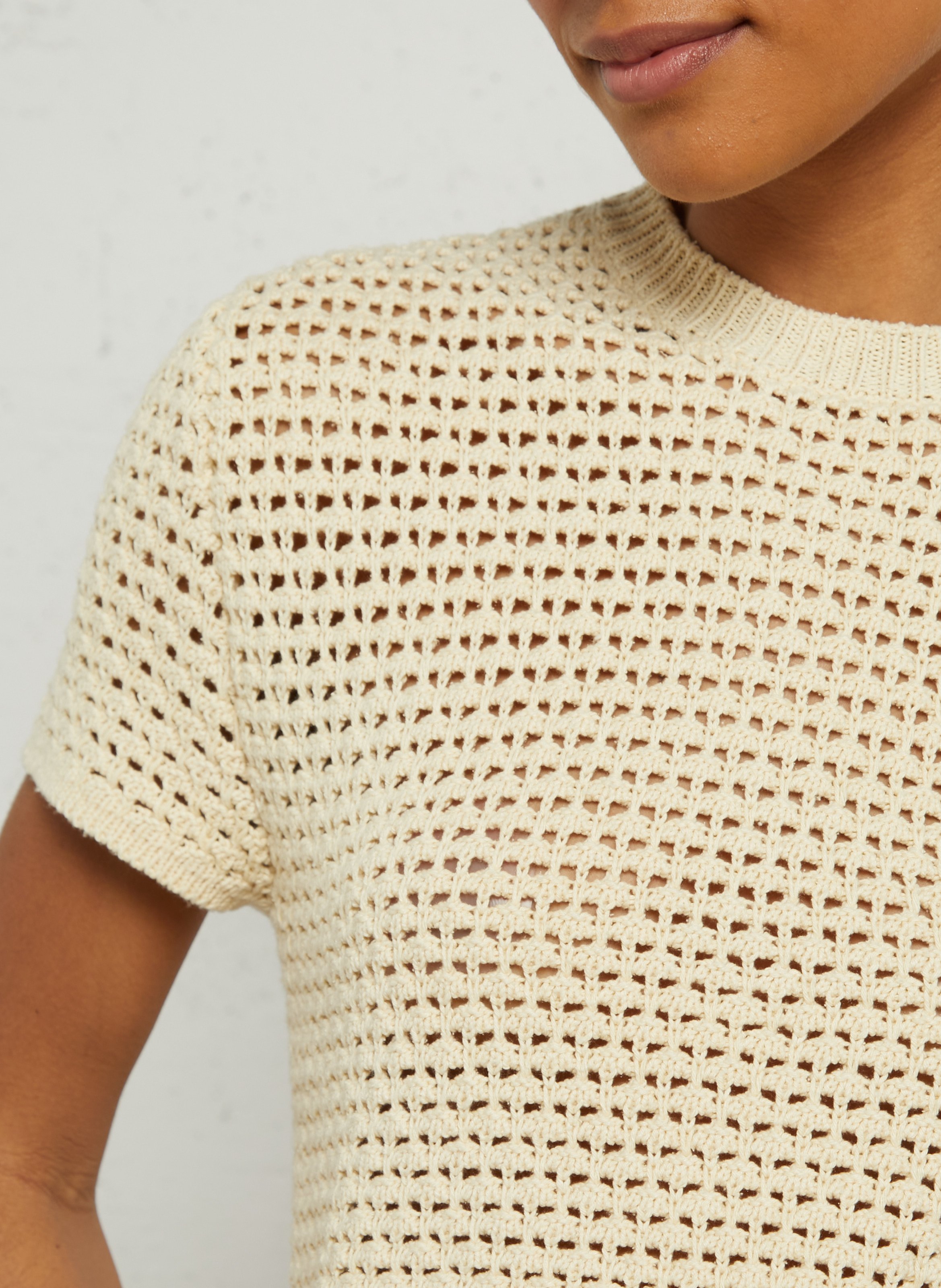 Straight round-neck silk sweater MASSCOB Beige