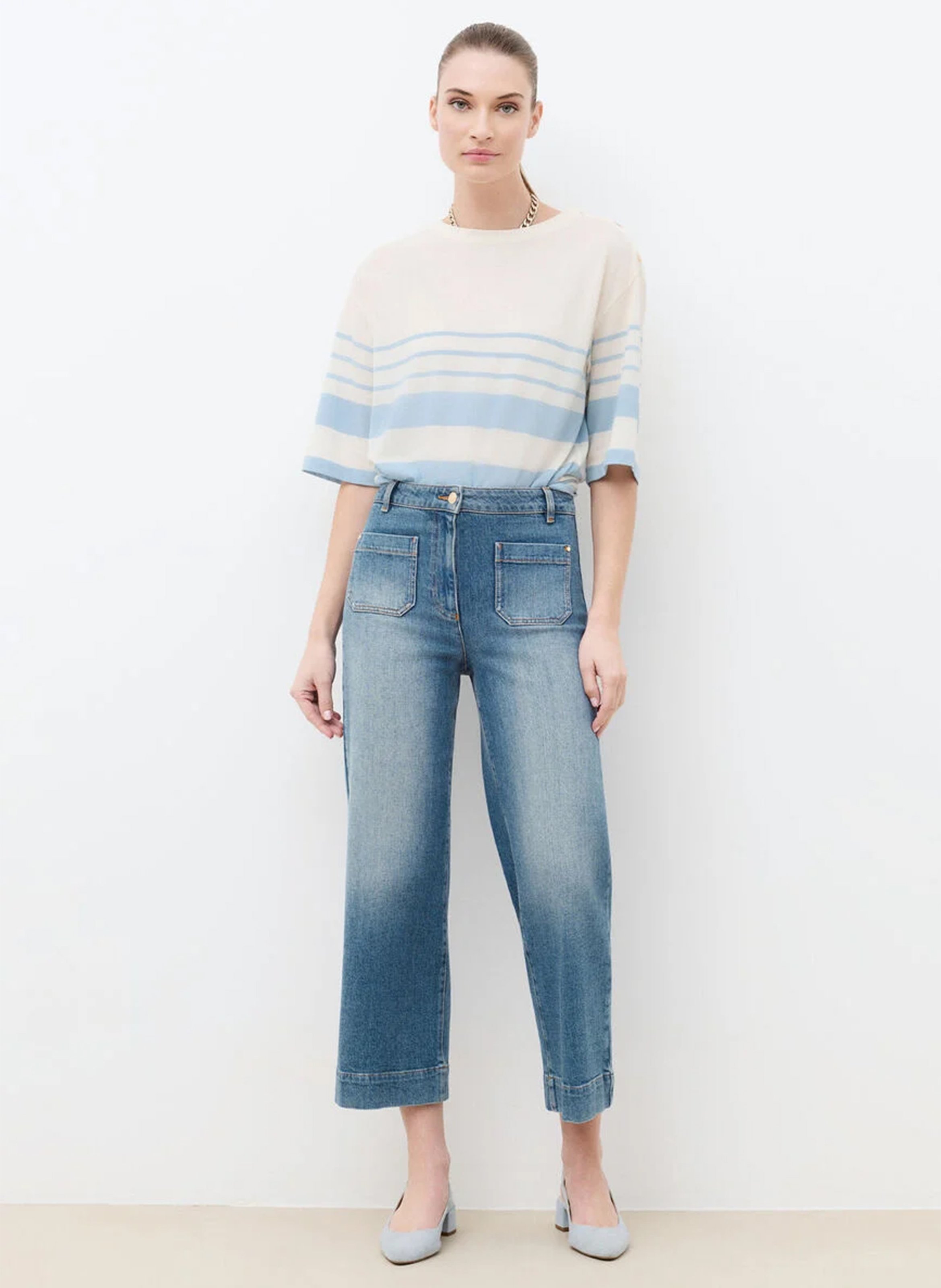 Jean flare en coton mélangé CAROLL Bleu