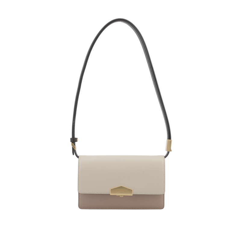 Crossbody bag in smooth leather POURCHET Multicolored