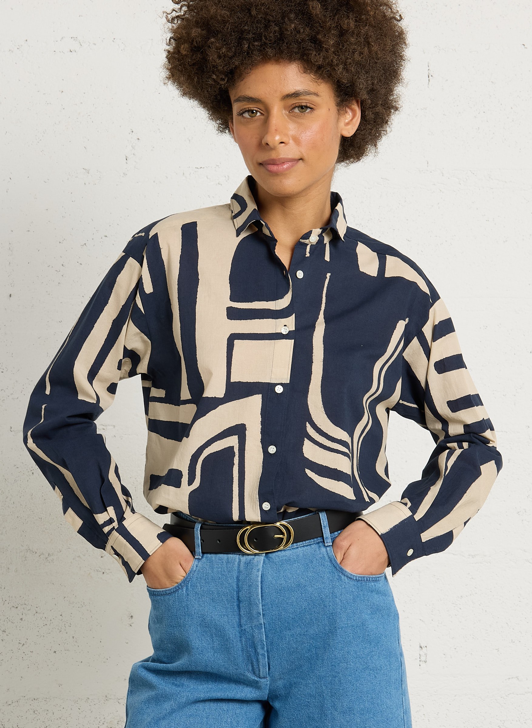 Chemise col classique en coton HARTFORD Multicolore