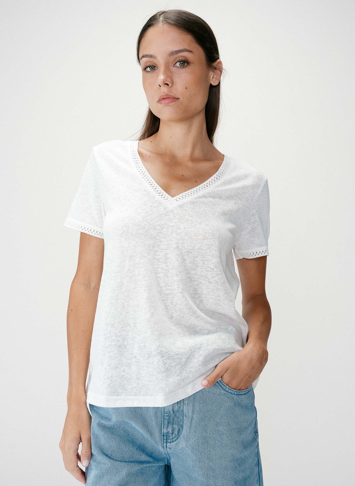 Basic cotton-mix T-shirt GRACE ET MILA White