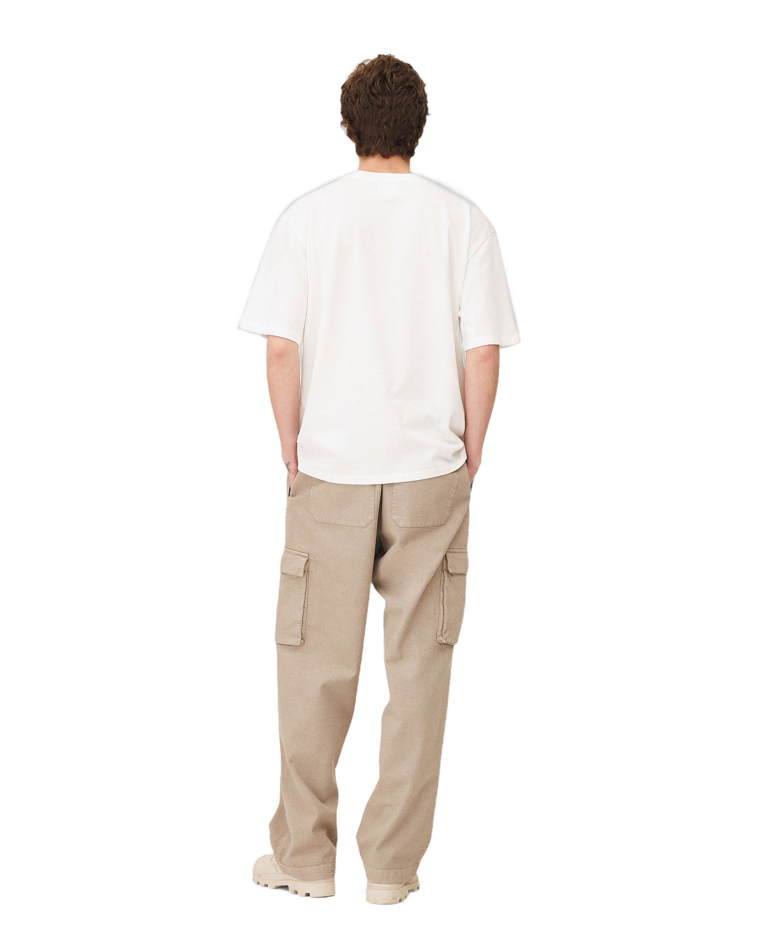 Wide military cargo pants in greige Noyoco Beige