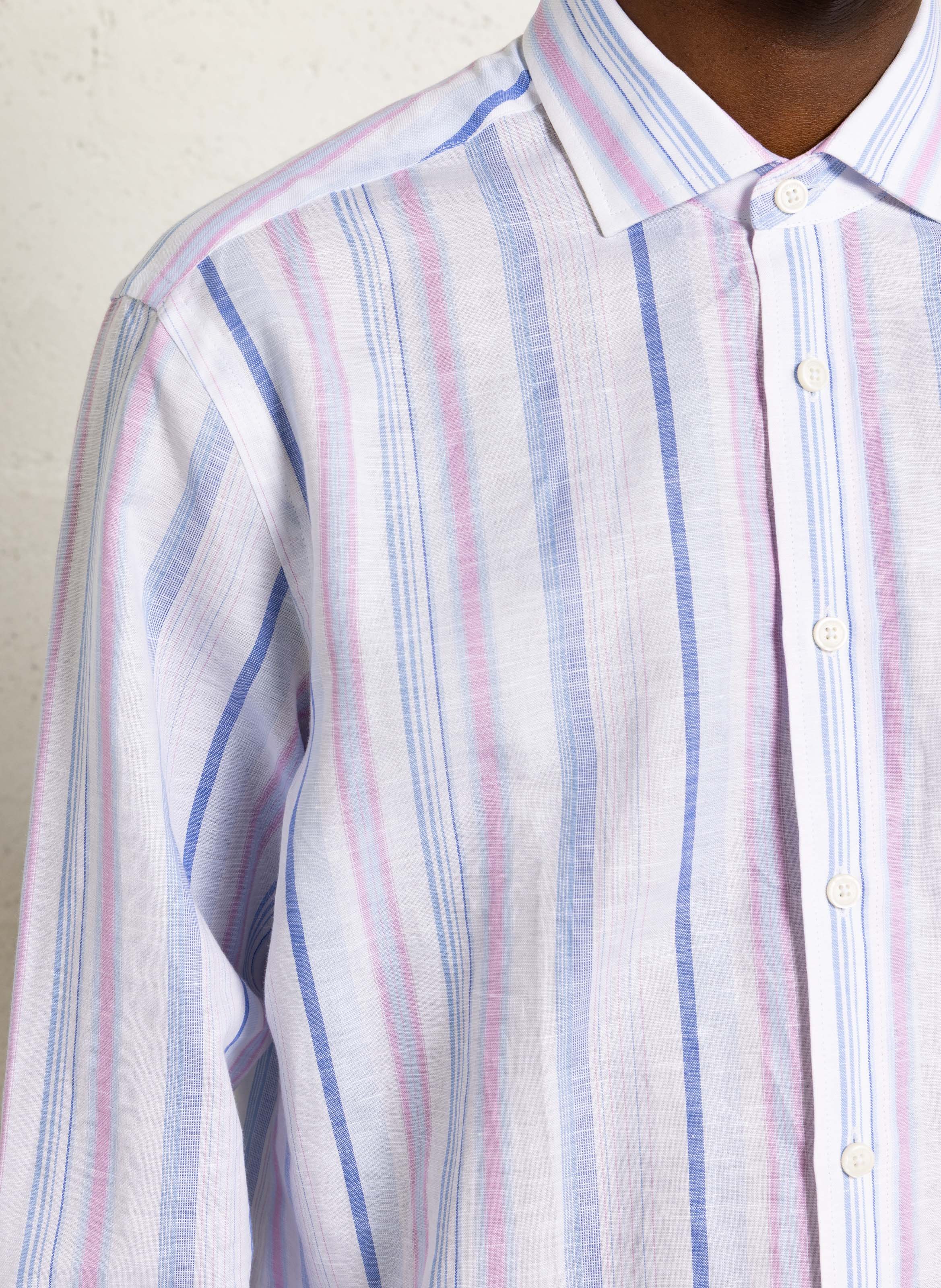 Linen-blend shirt with classic collar HACKETT Blue