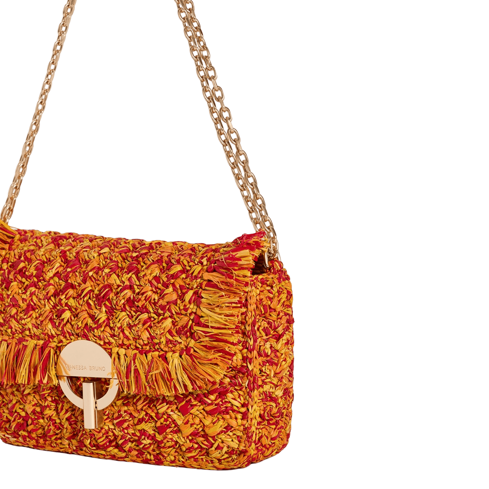 Sac bandoulière en raphia tressé VANESSA BRUNO Rouge