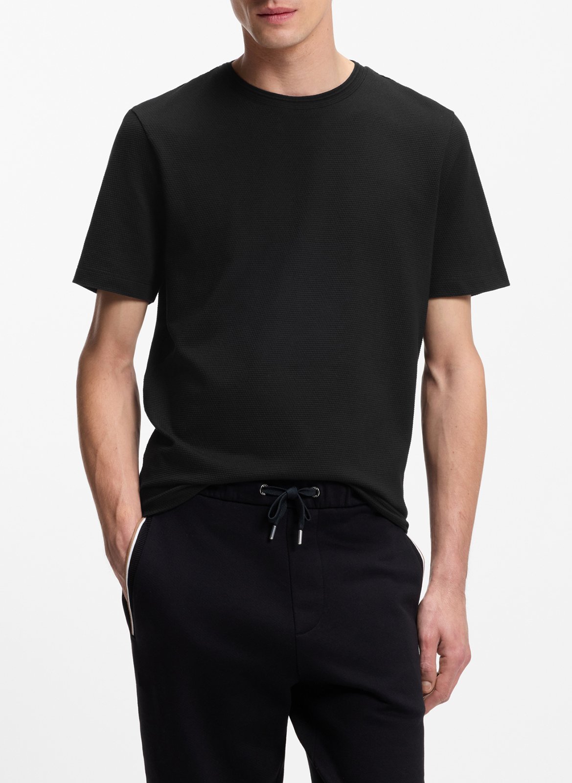 Cotton-mix regular-fit T-shirt with round neck BOSS