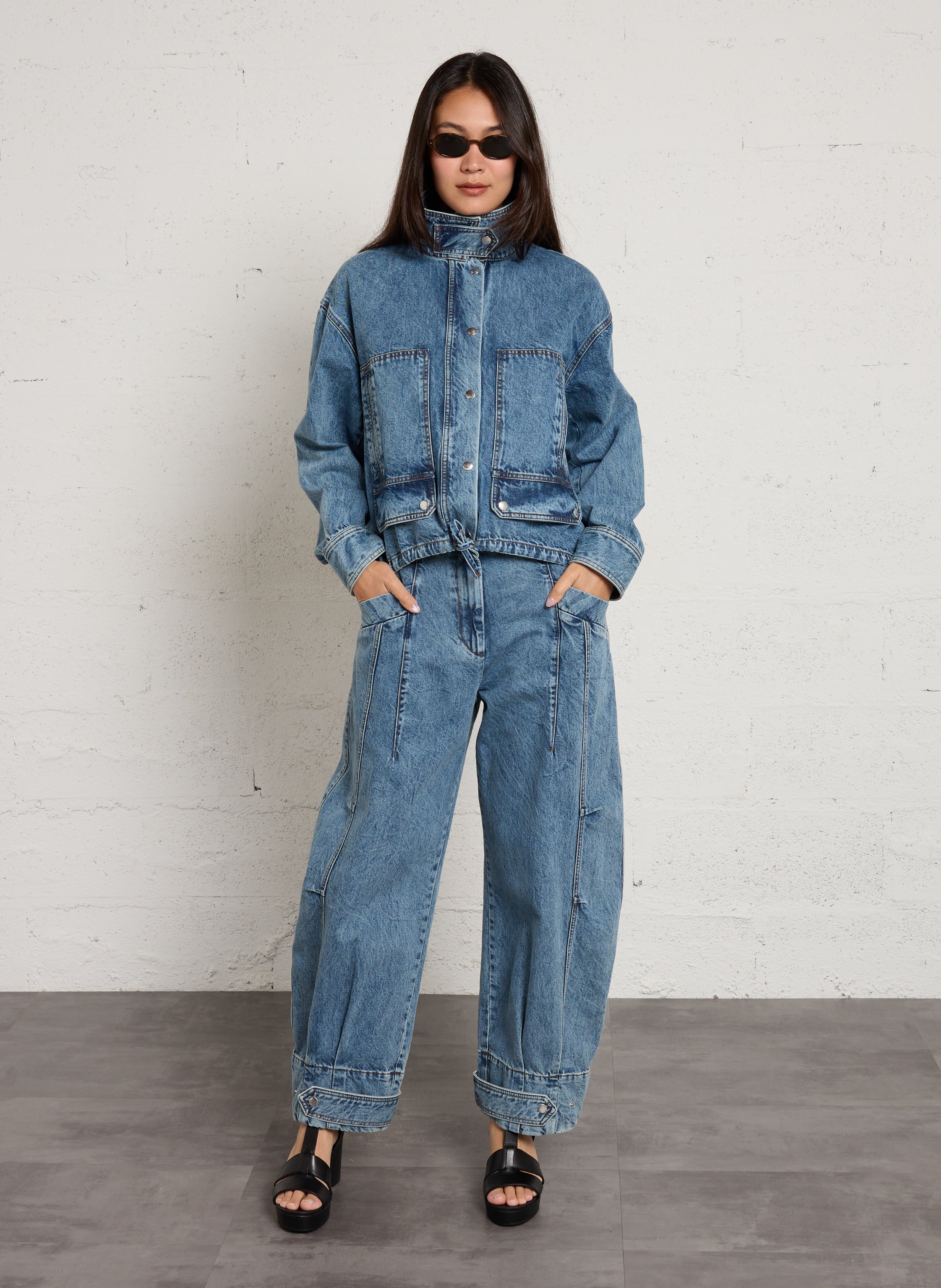 Weit geschnittene Jeans - aus Baumwolle MARGAUX LONNBERG Blau