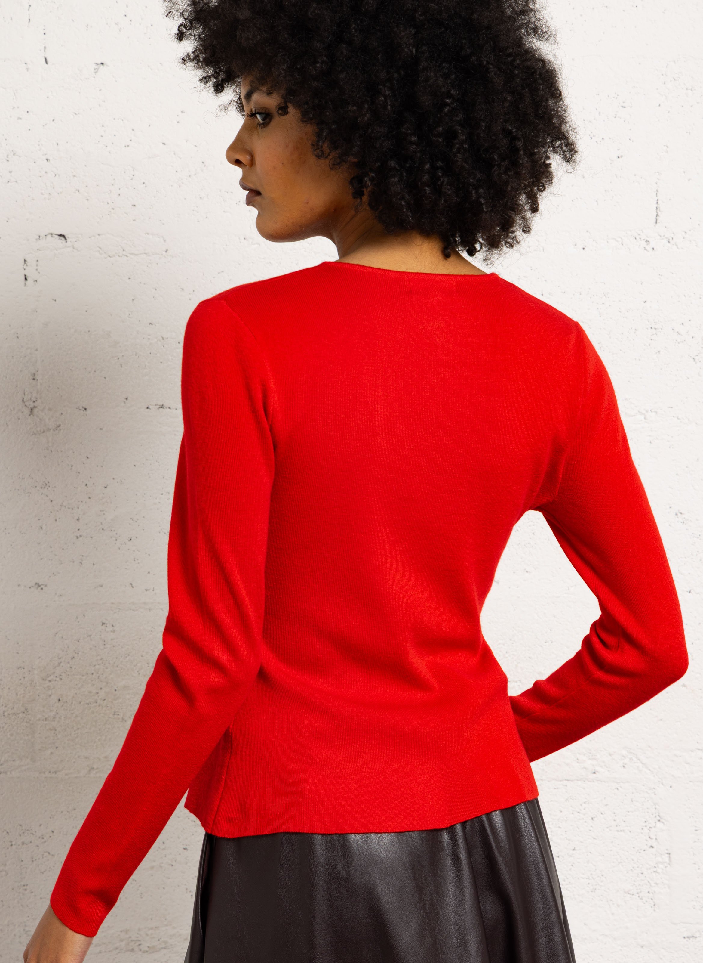Round-neck cardigan SUNCOO Red