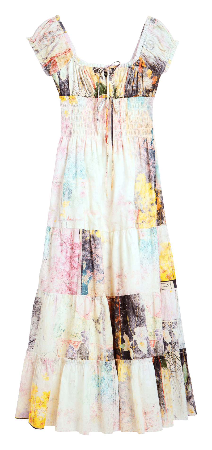 Robe longue col carré en coton DESIGUAL Multicolore