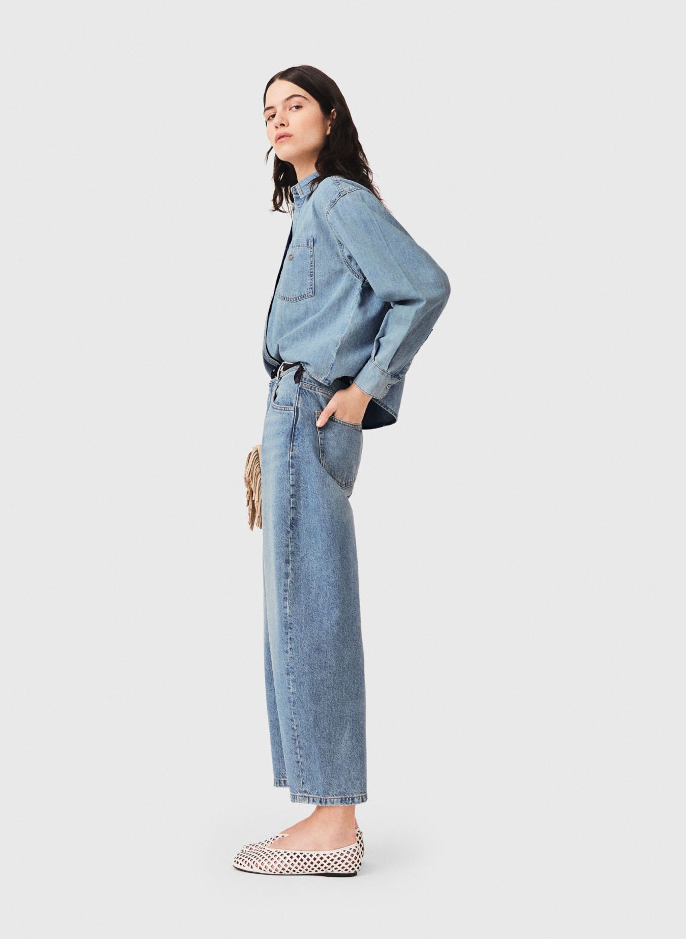 Chemise oversize en coton MAJE Bleu