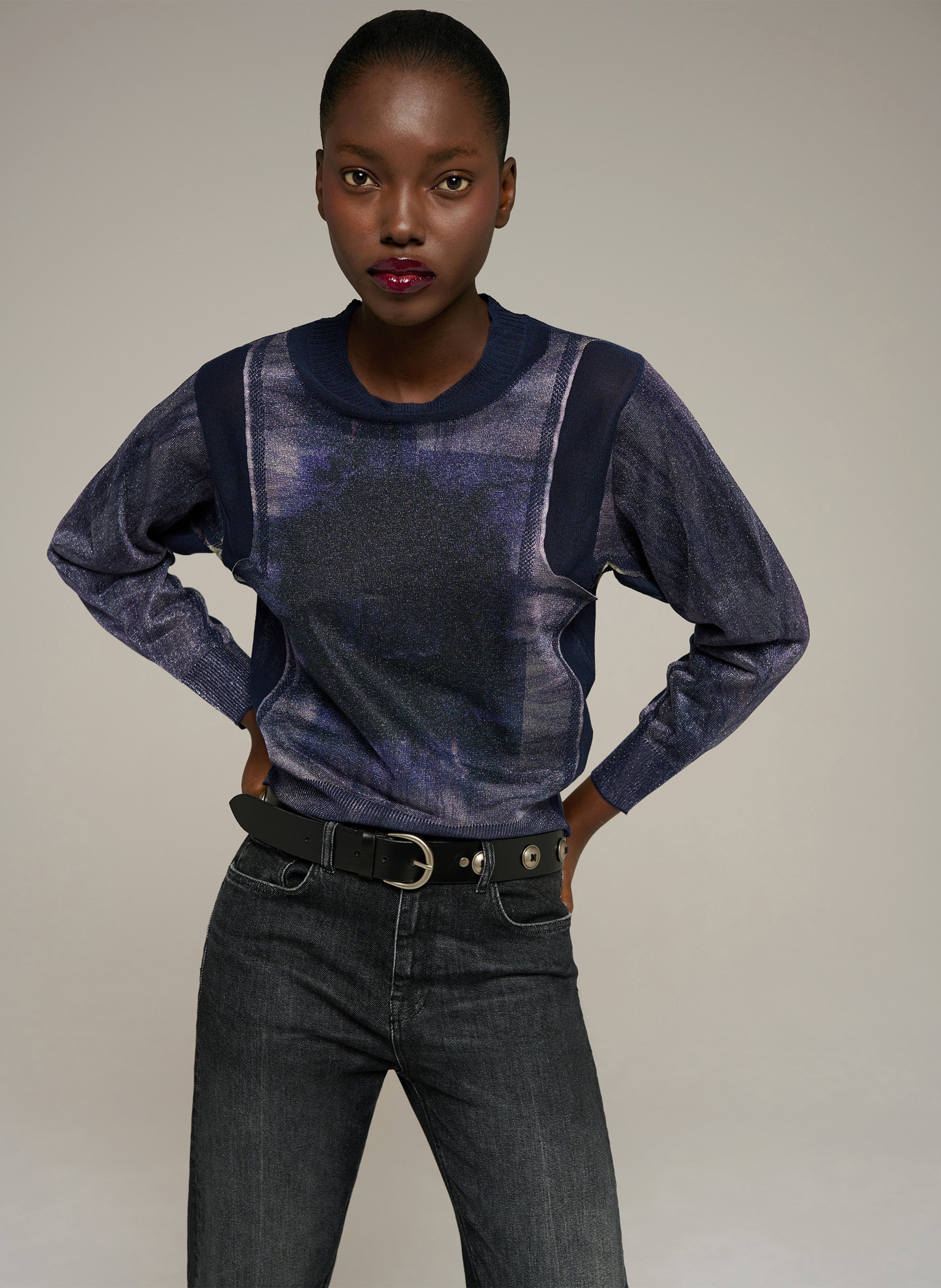 Pull col rond  COTELAC Bleu