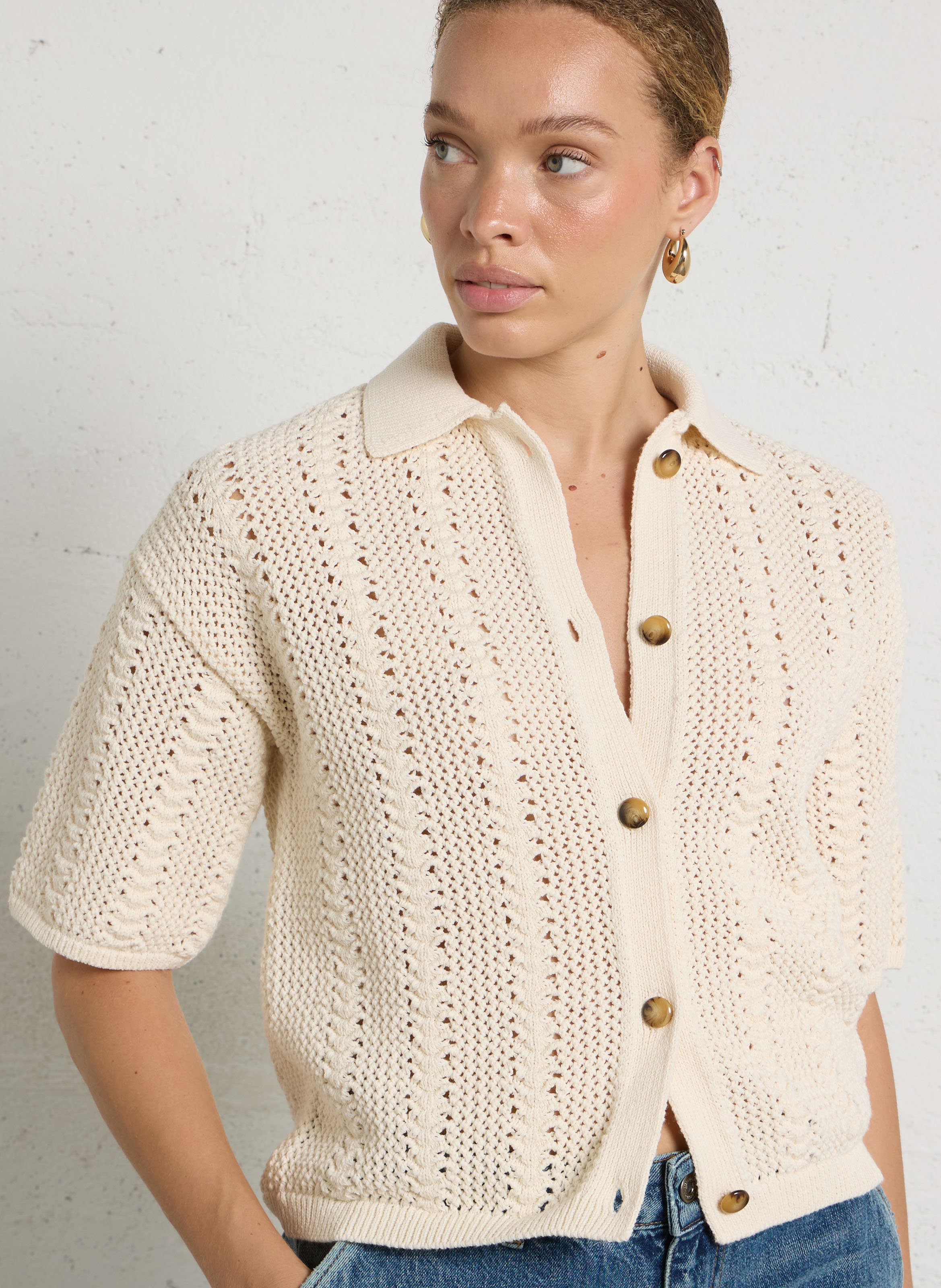 Short-sleeved cotton-blend sweater MAISON 123