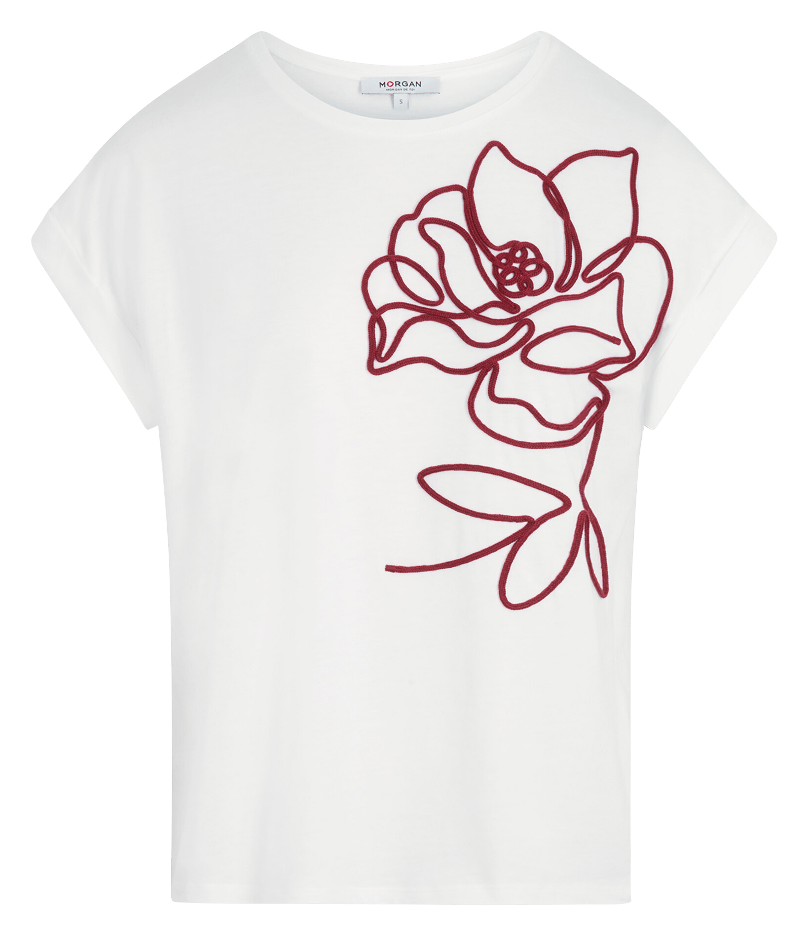 T-shirt col rond brodé MORGAN Blanc