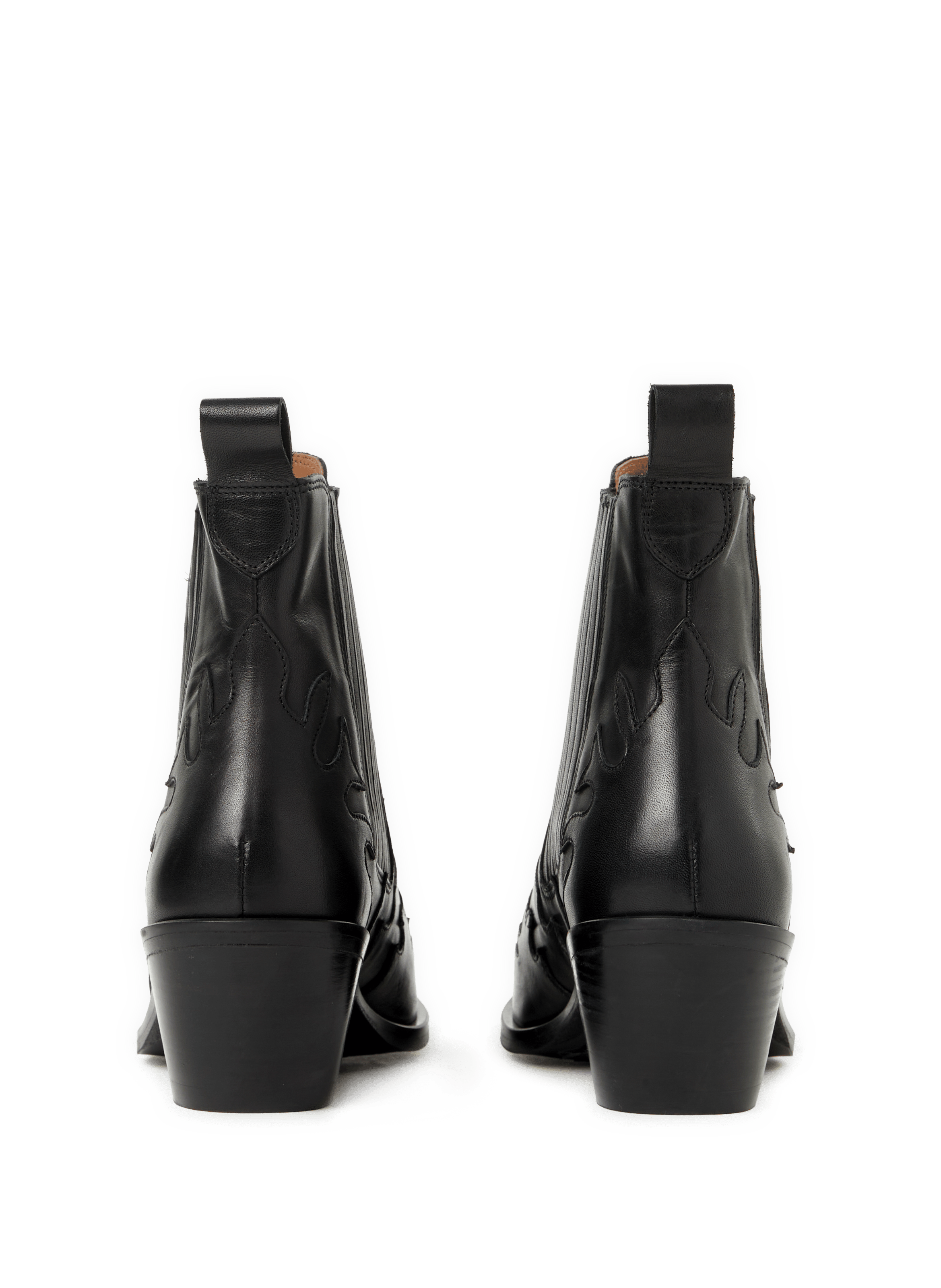 Leather cowboy ankle boots in full coco leather SAISON 1865 Black