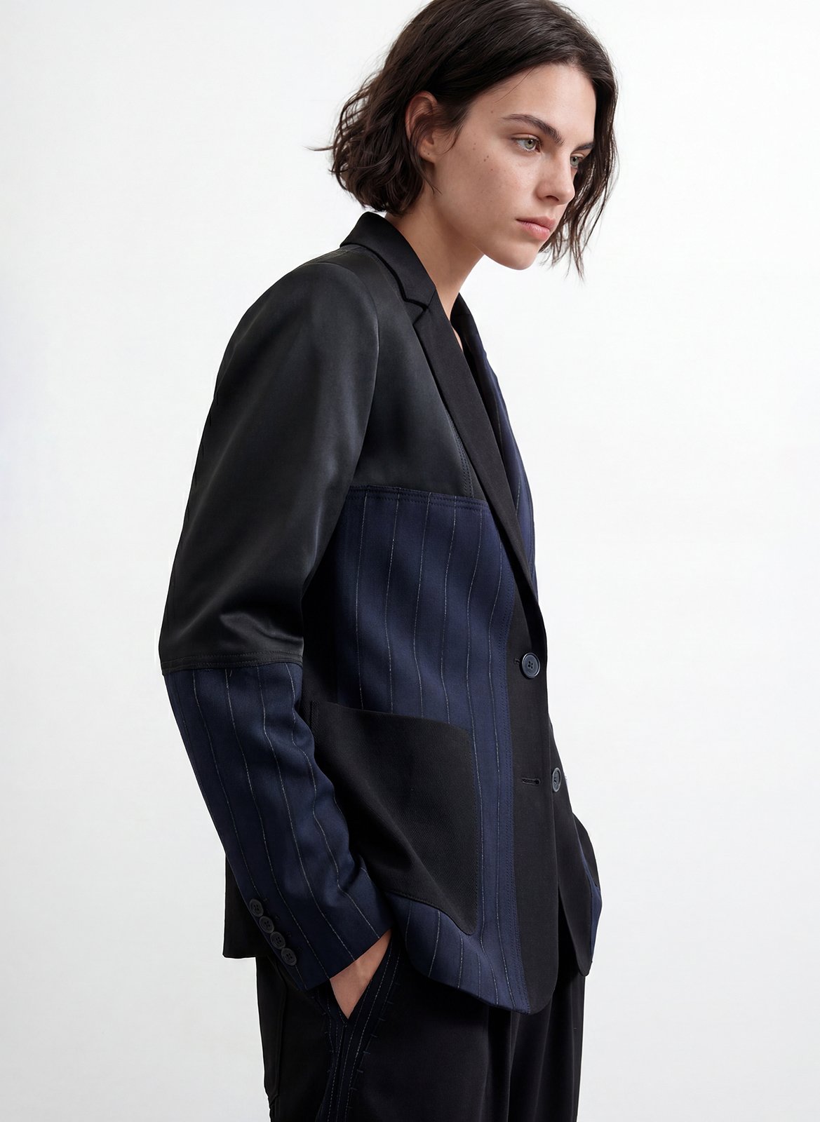 Veste col tailleur effet patchwork DESIGUAL Bleu