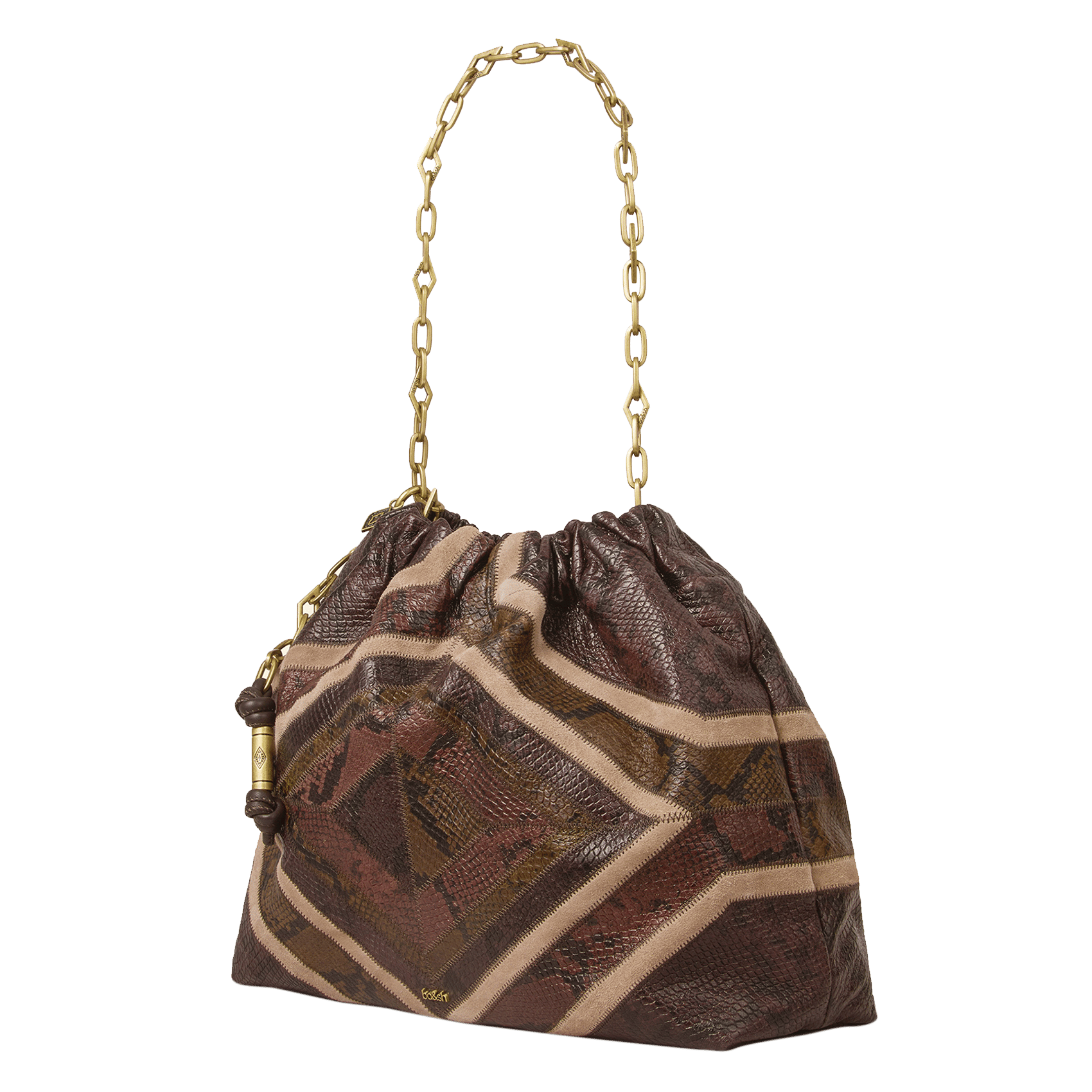 Printed leather shoulder bag BA&SH Brown