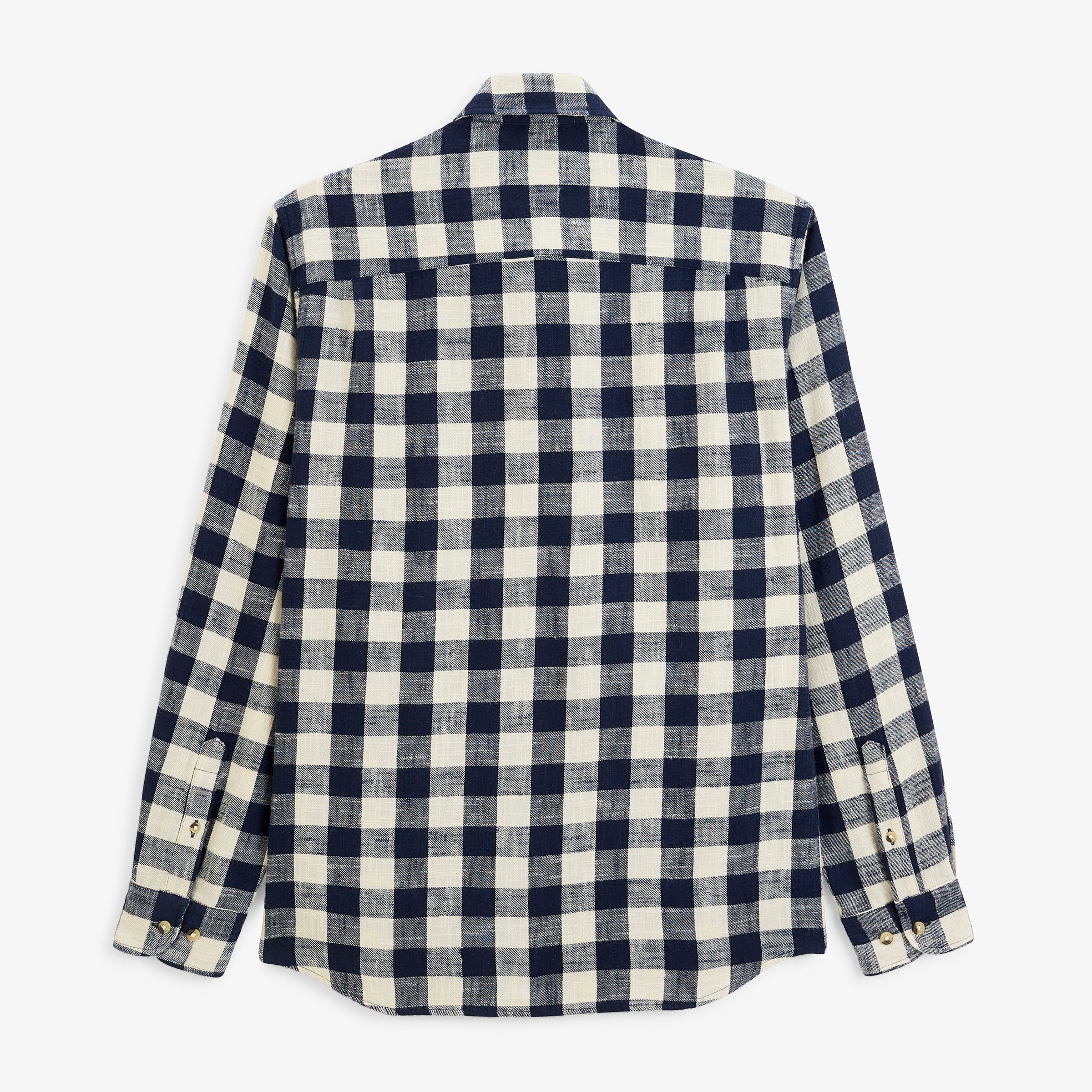 Navy blue checked brushed cotton long-sleeve shirt by sbplay SERGE BLANCO Blue