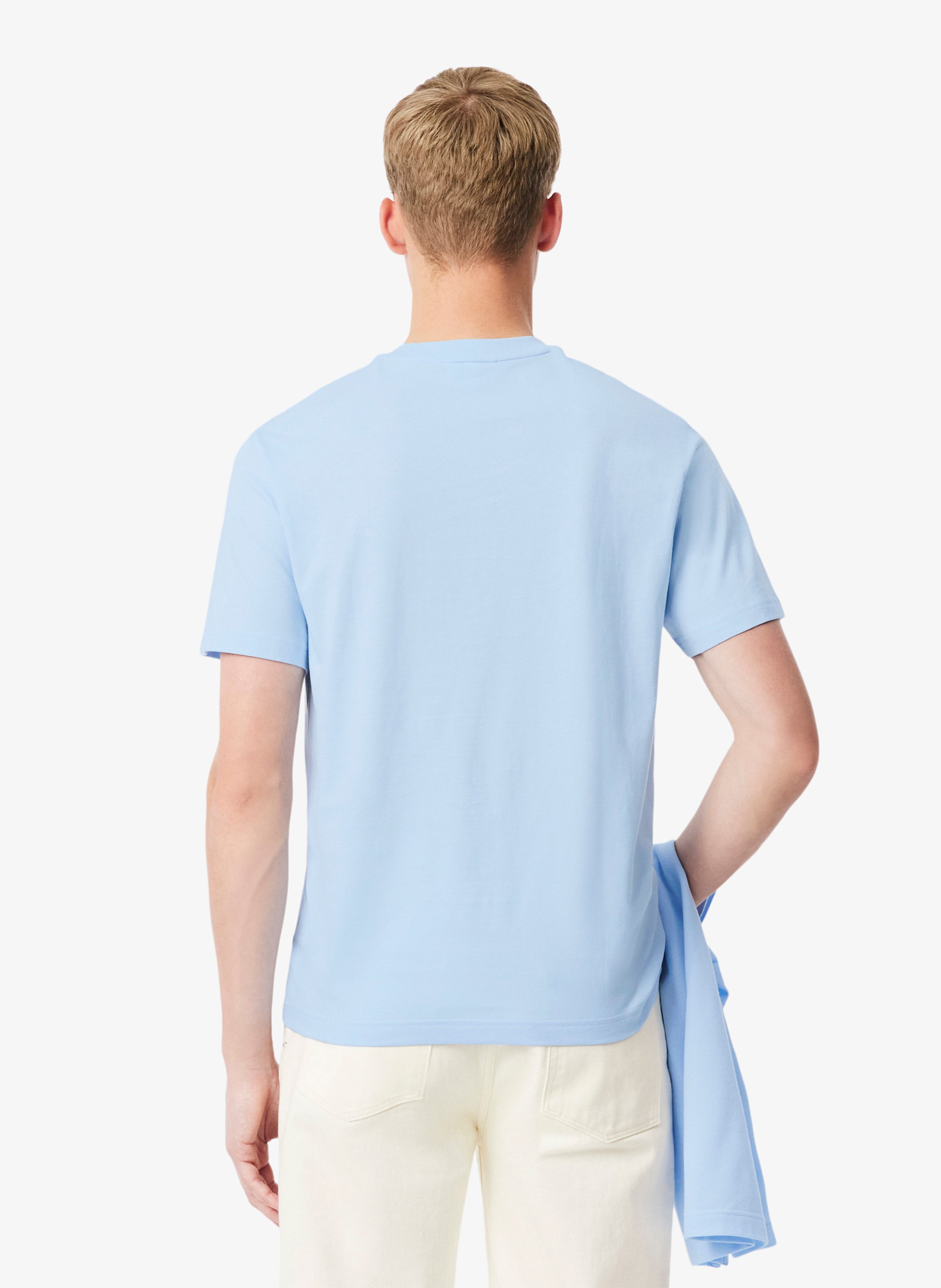 Einfarbiges T-Shirt mit Baumwolllogo LACOSTE Blau