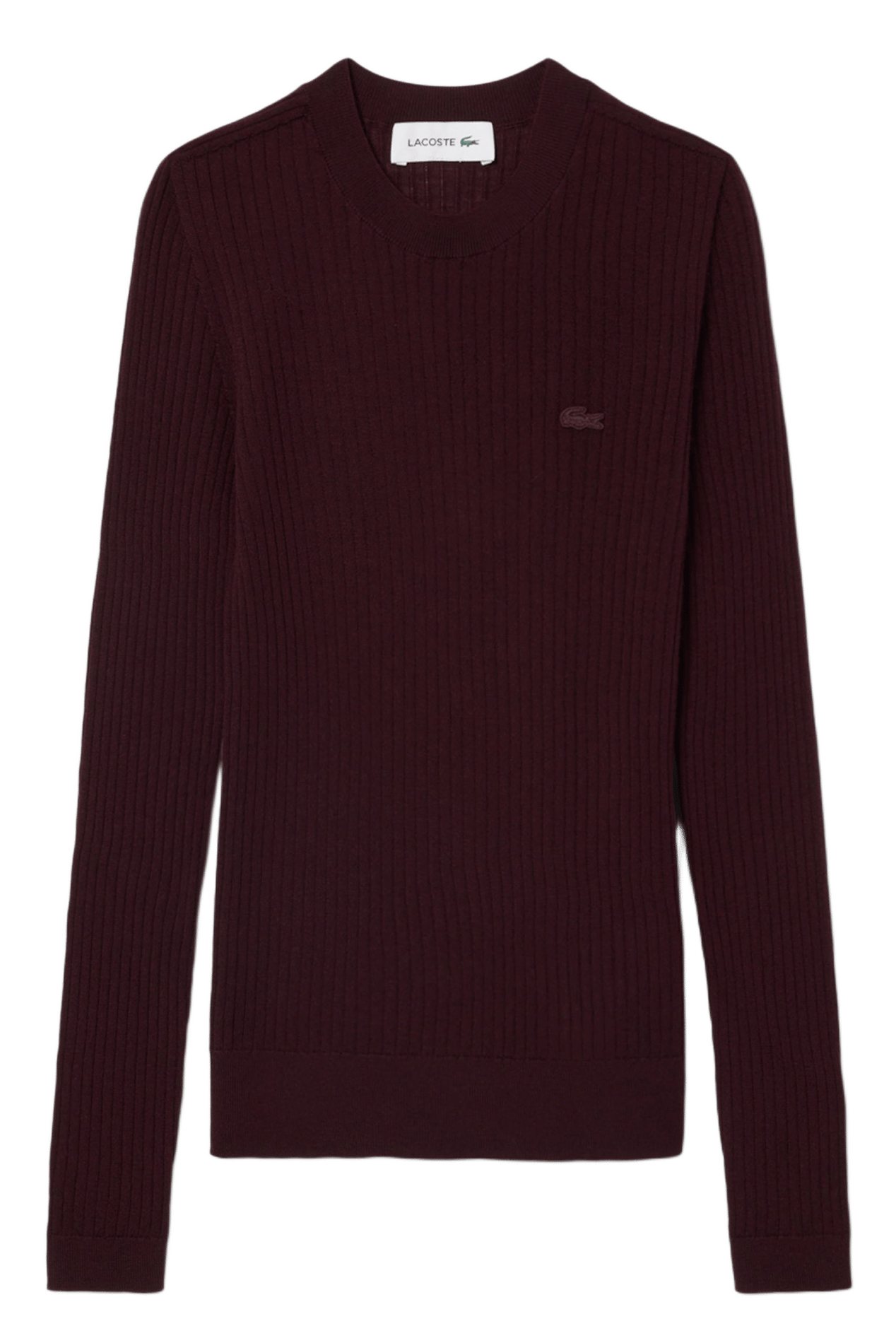 Eng anliegender Rundhalsausschnitt-Pullover aus gerippter Wolle LACOSTE Rot
