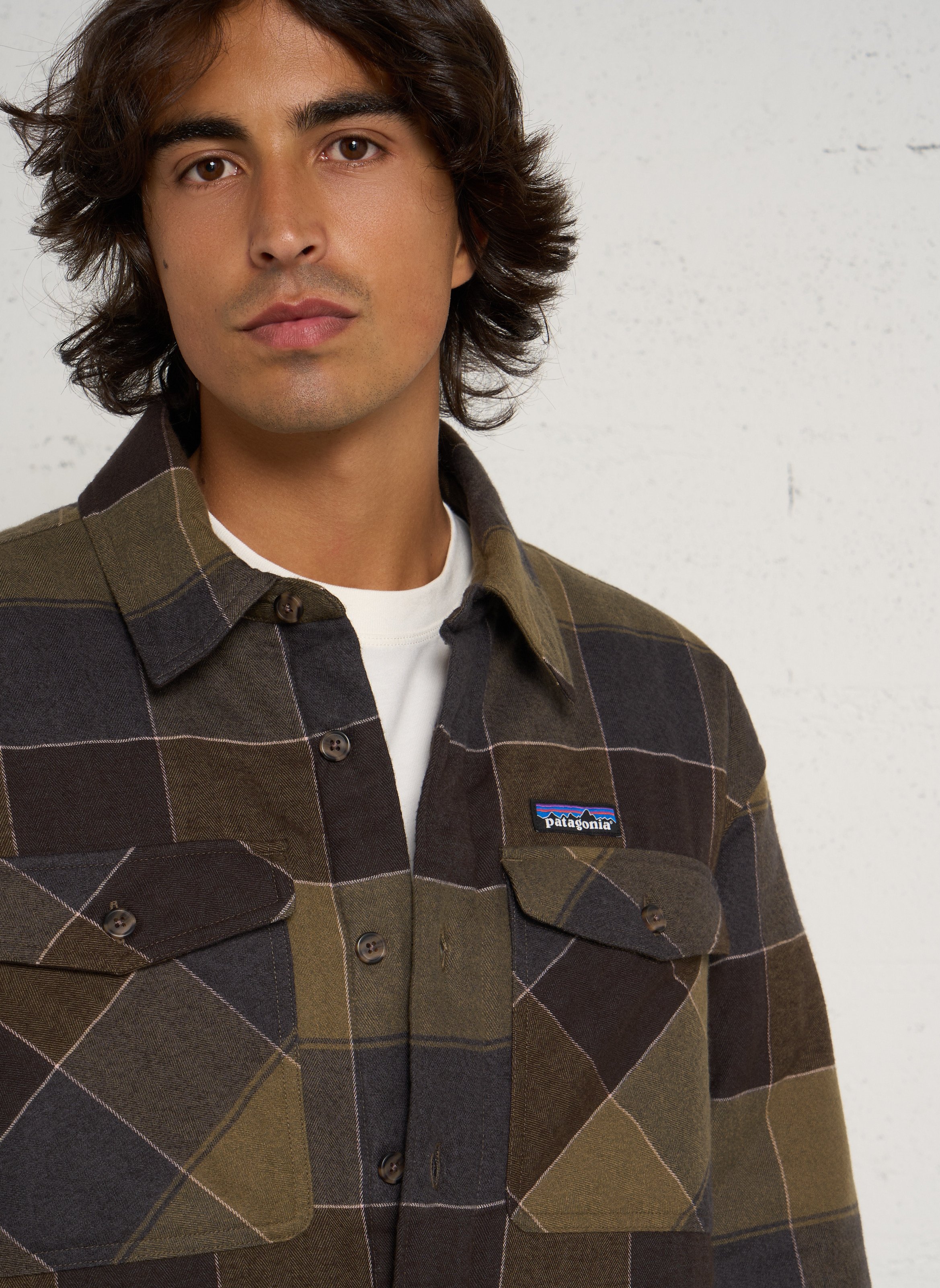 Checked straight shirt jacket PATAGONIA Green