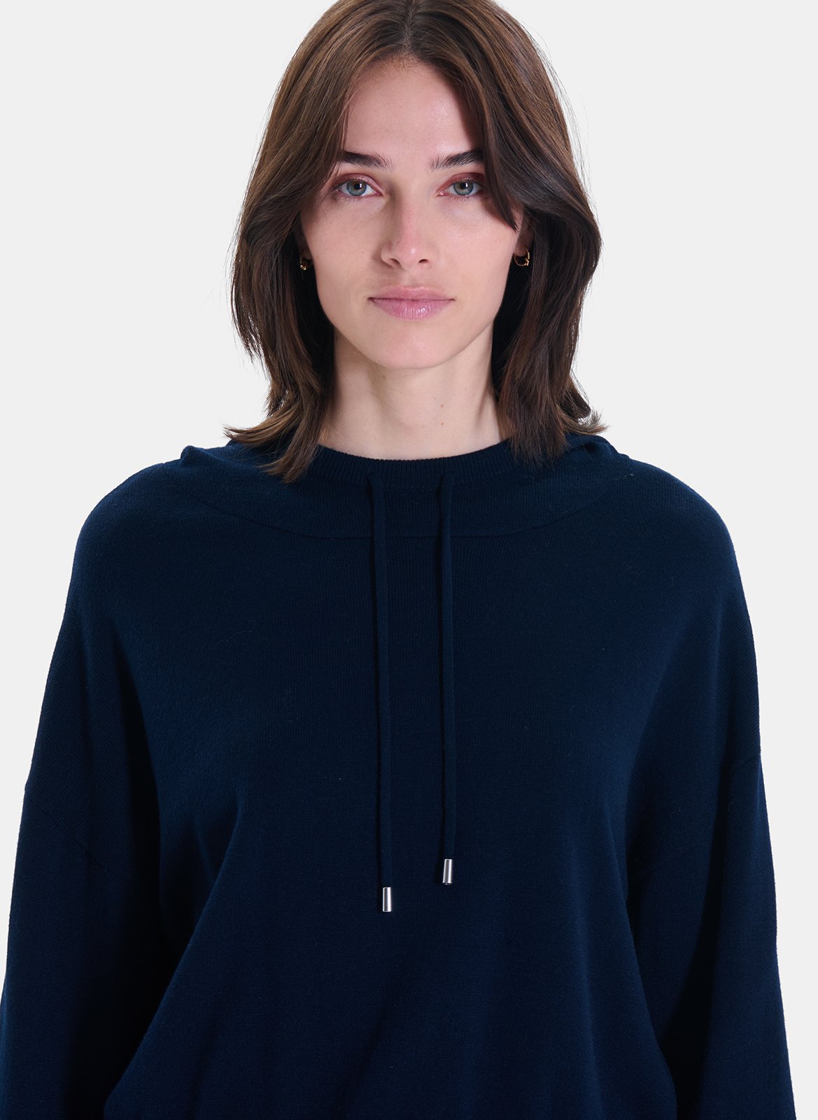 Pull ample à capuche en laine  ZAPA Bleu