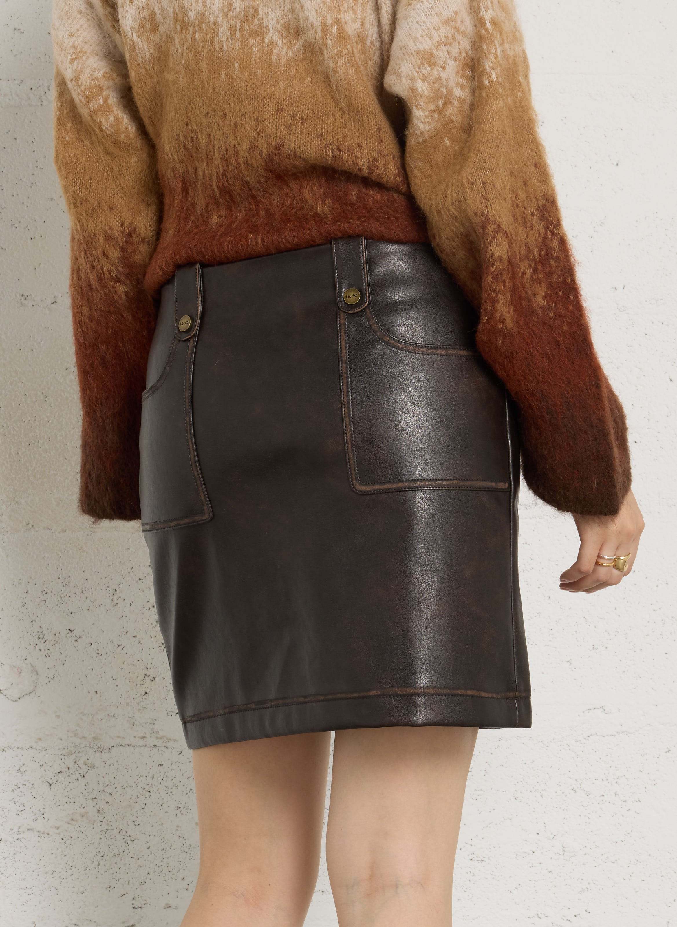 Jupe courte effet cuir LIU JO Marron