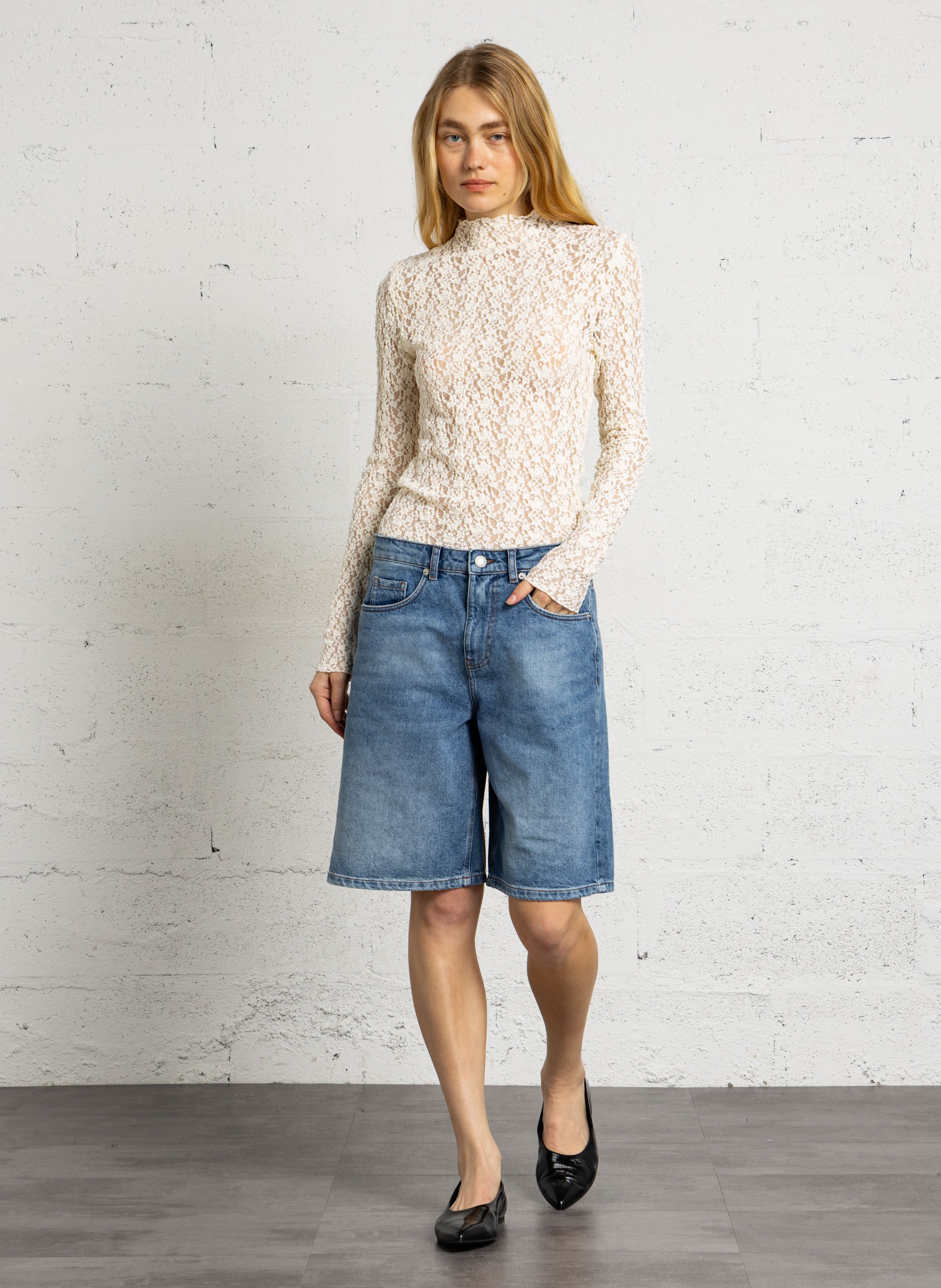 Top ajusté en dentelle JC SOPHIE Blanc