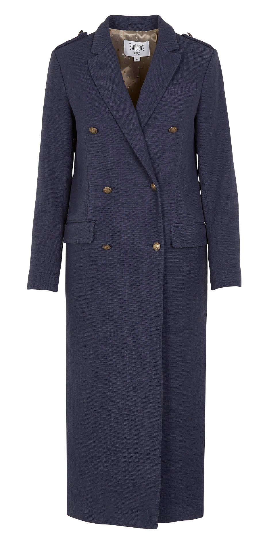 Manteau cintré long en coton Qem SWILDENS Bleu