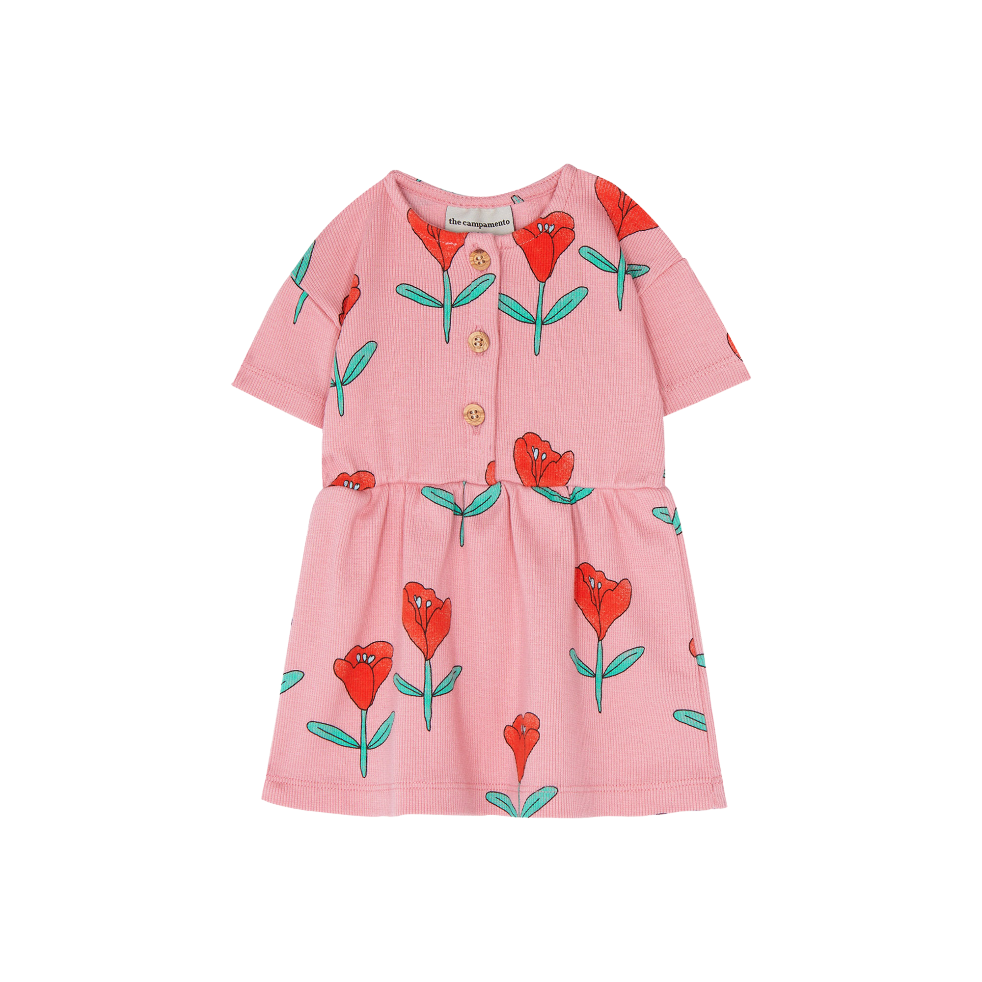 Robe courte col classique en coton imprimé THE CAMPAMENTO Rose