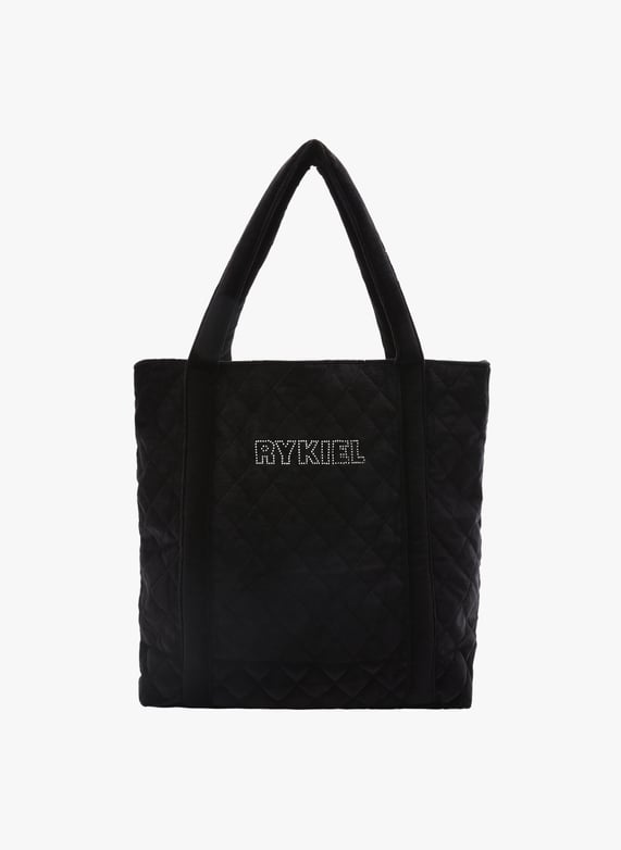 Borsa tote in velluto trapuntato Nero