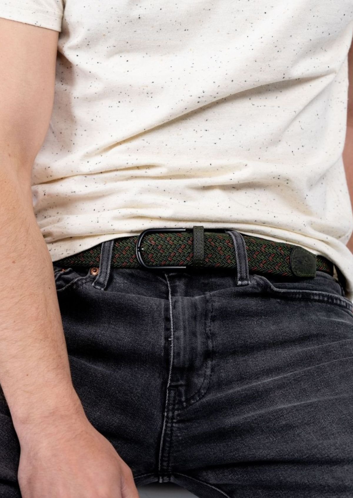 Multicolored braided elastic belt BILLYBELT Green