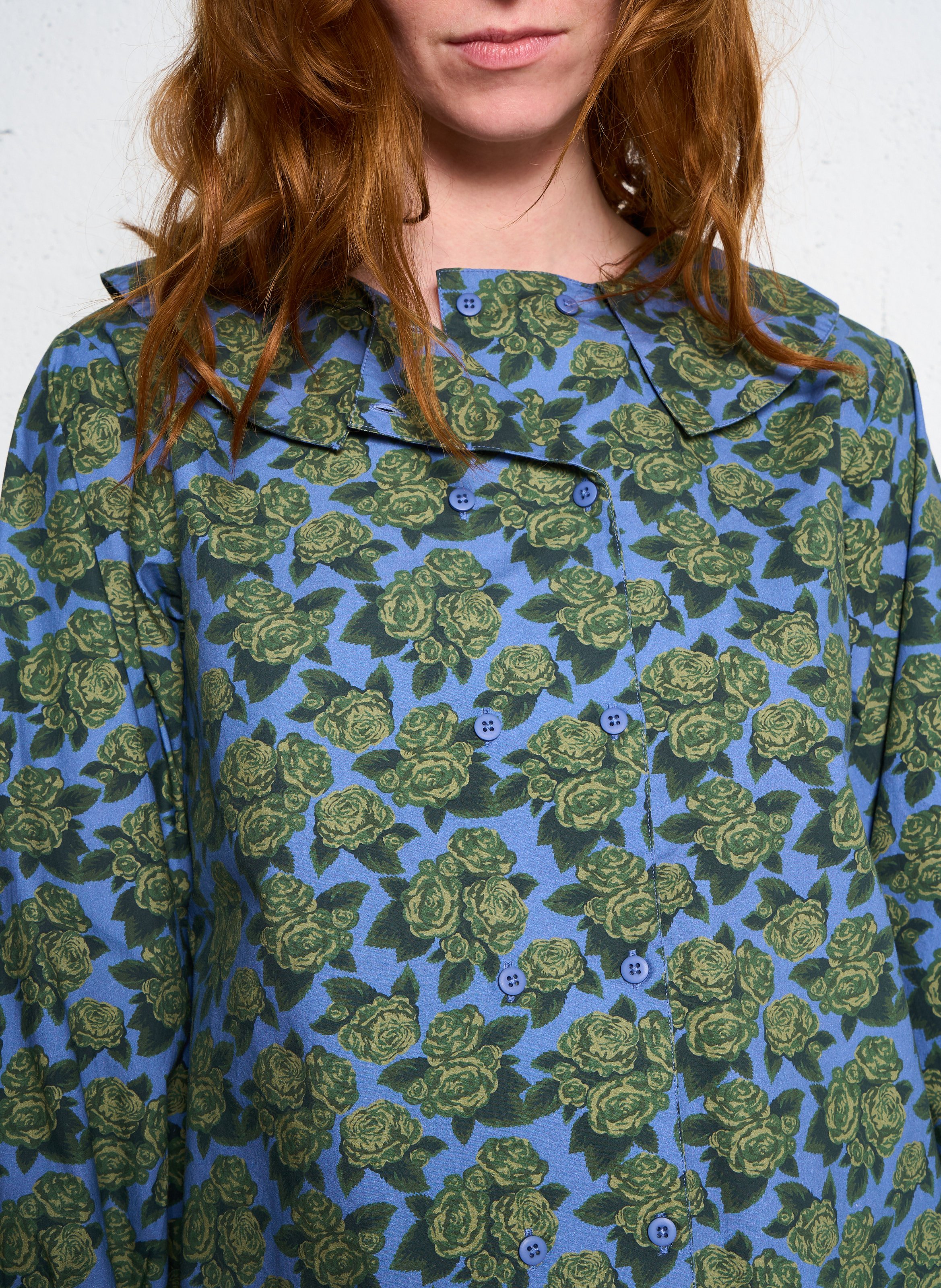 Buttoned cotton blouse THE TINY BIG SISTER Blue