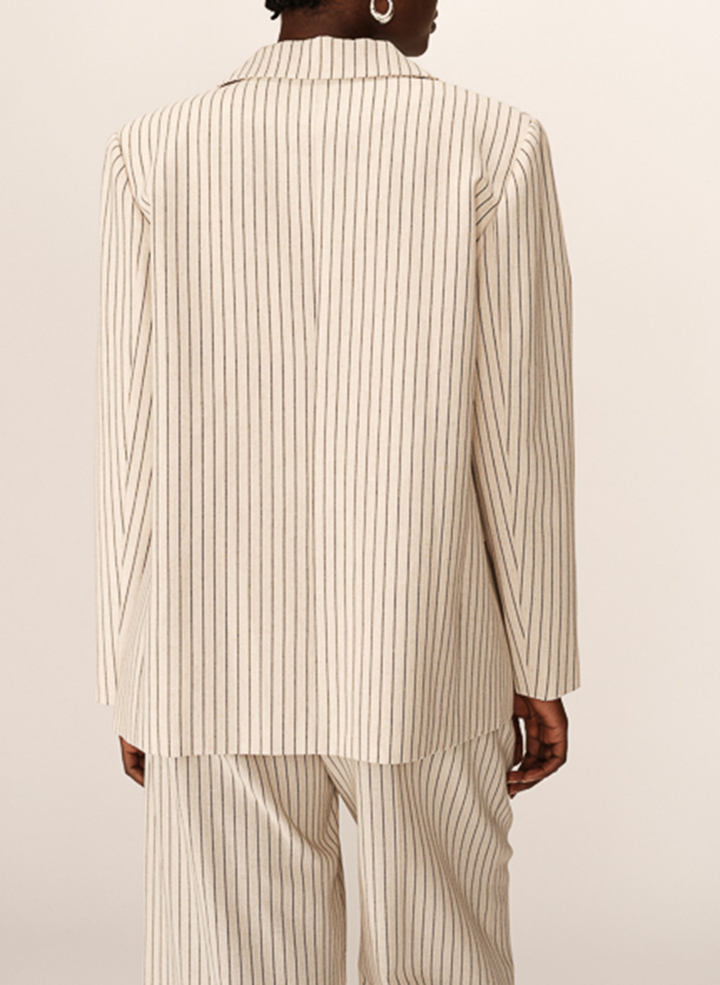 Veste col tailleur rayée GRACE ET MILA Beige