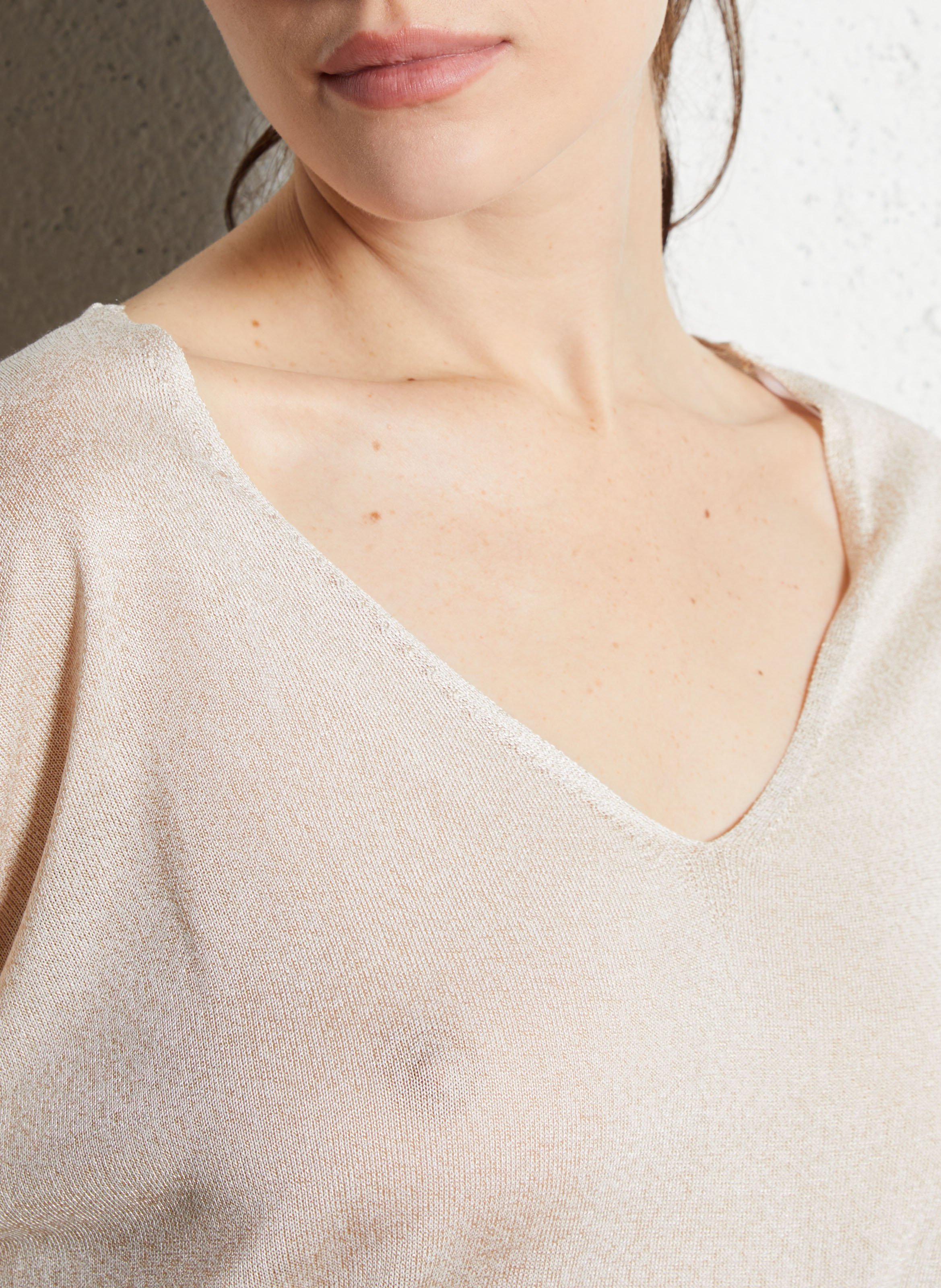 Pull ample col v  VILA Beige