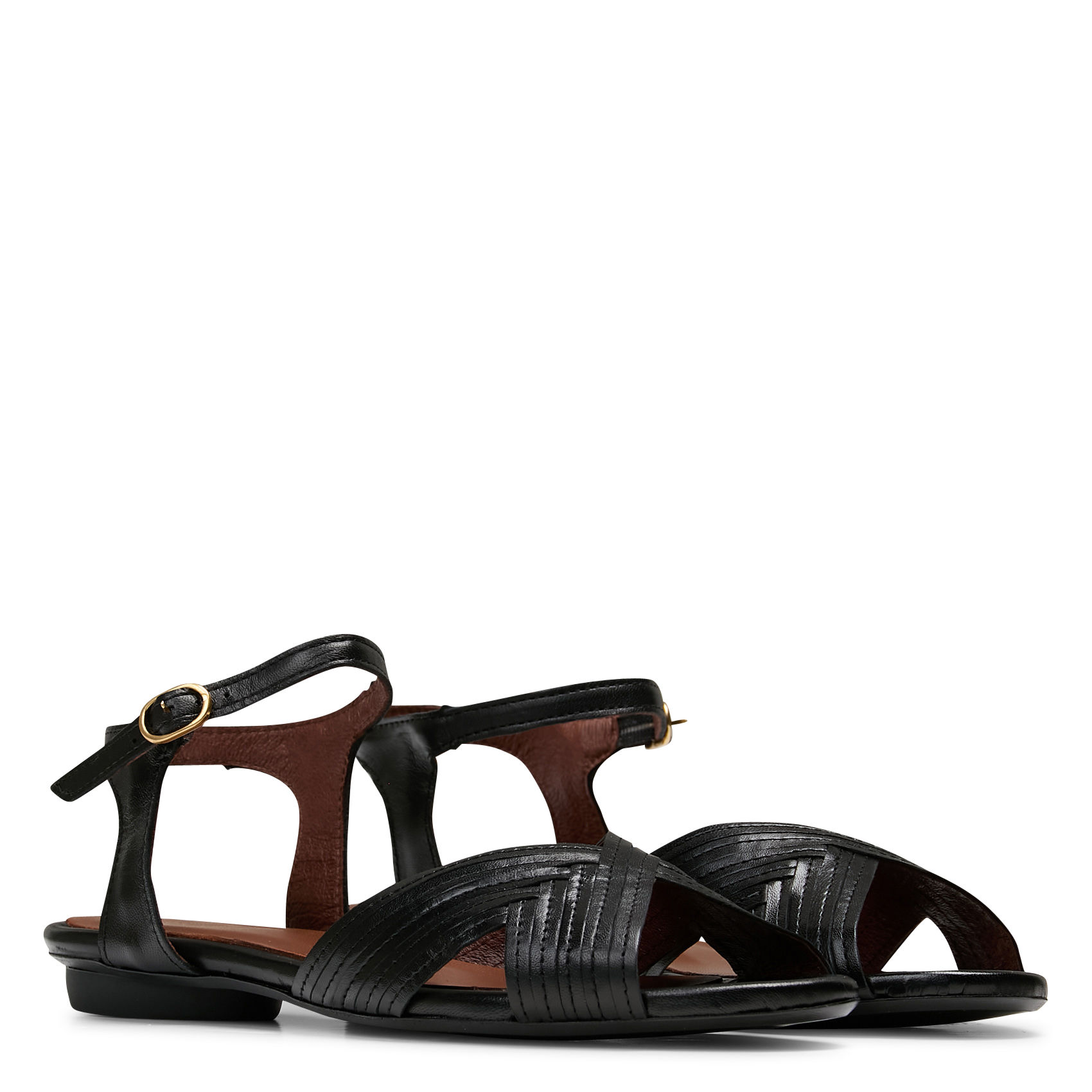 Sandales plates en cuir ANONYMOUS COPENHAGEN Noir