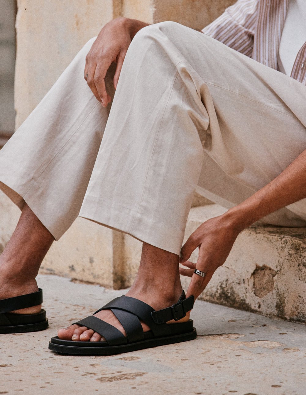 Faux leather sandals ODAJE EX. M.MOUSTACHE Black