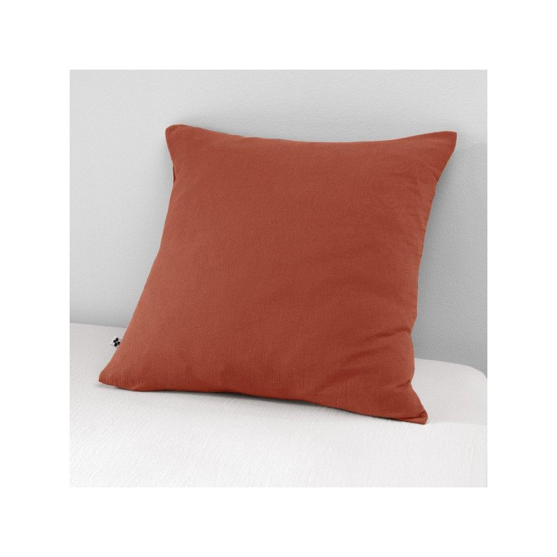Cotton percale pillow case L'EFFET PAPILLON Red