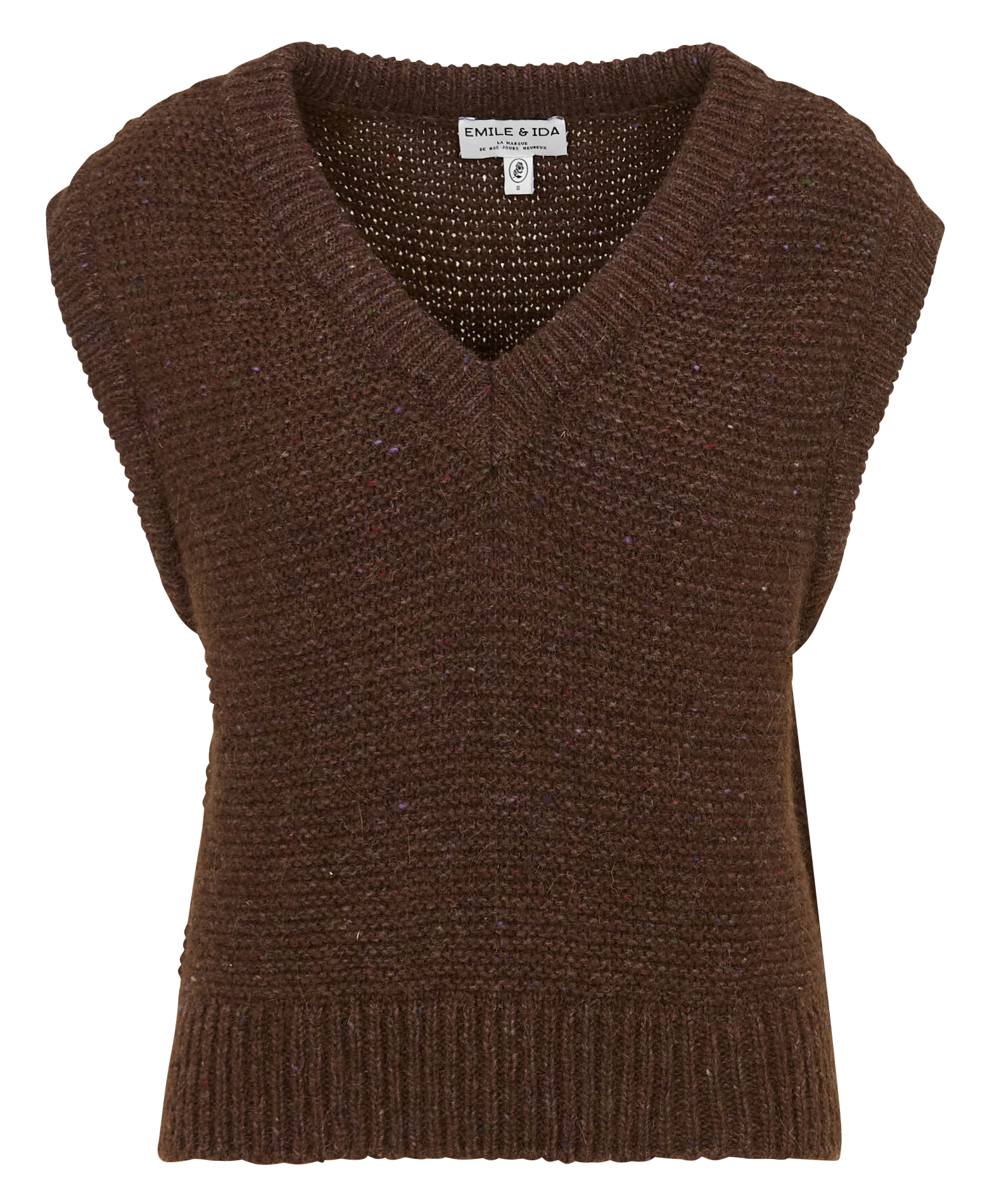 Pullunder aus Wollmix mit V-Ausschnitt EMILE ET IDA Braun