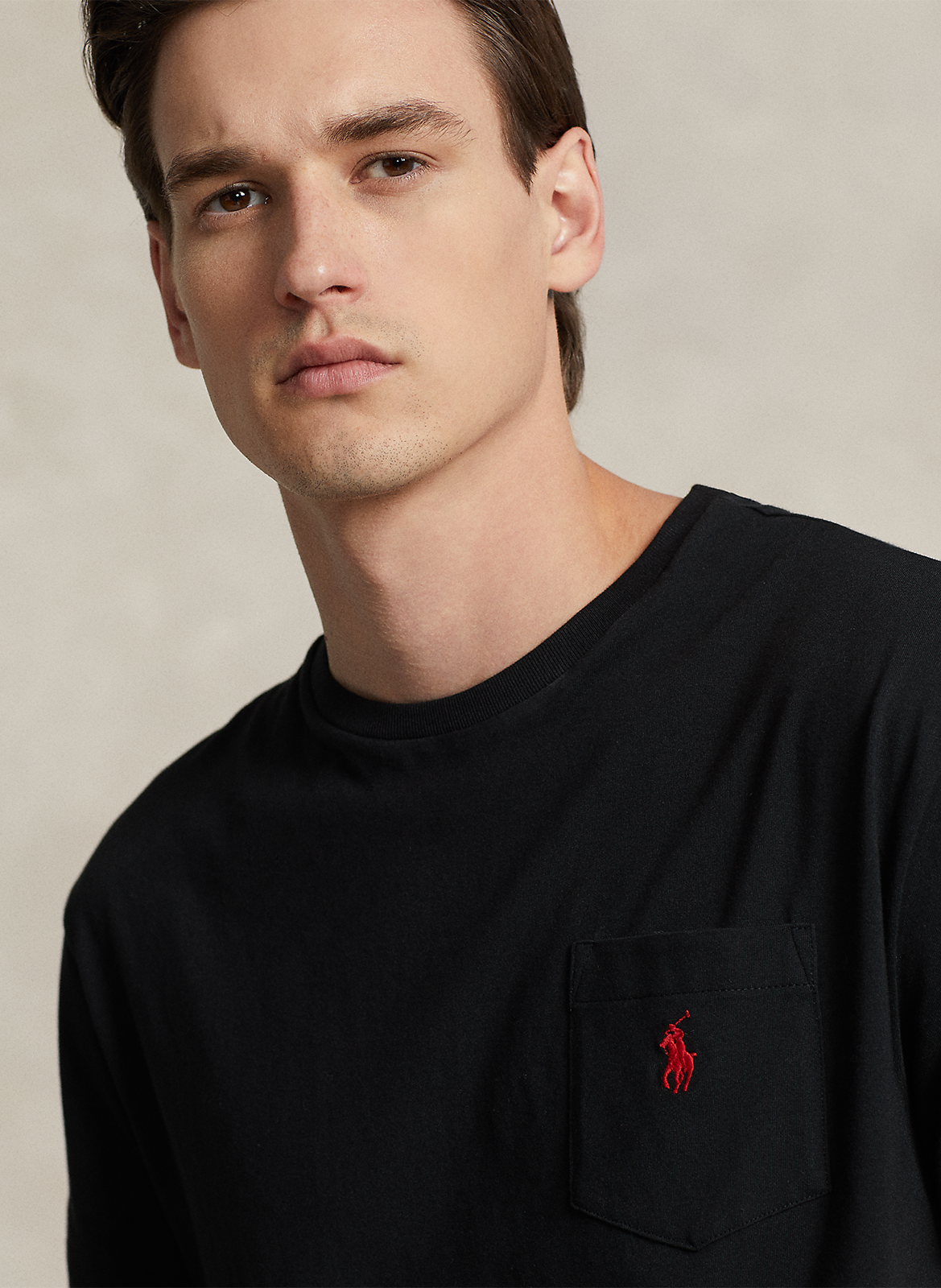 Tee-shirt col rond classic-fit brodé en coton POLO RALPH LAUREN Noir