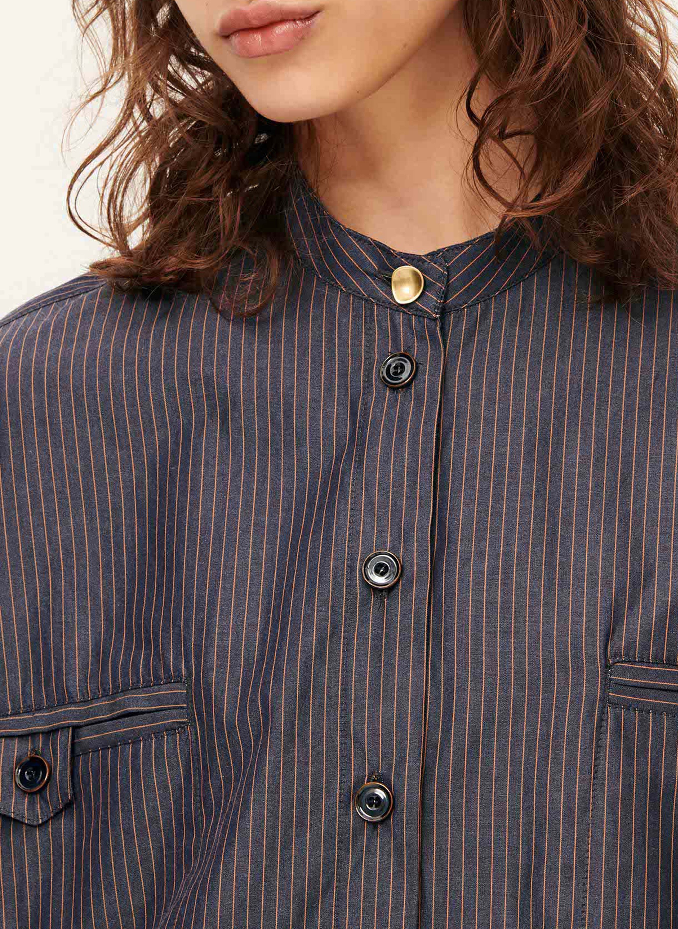 Chemise oversize en coton rayé SESSUN Bleu