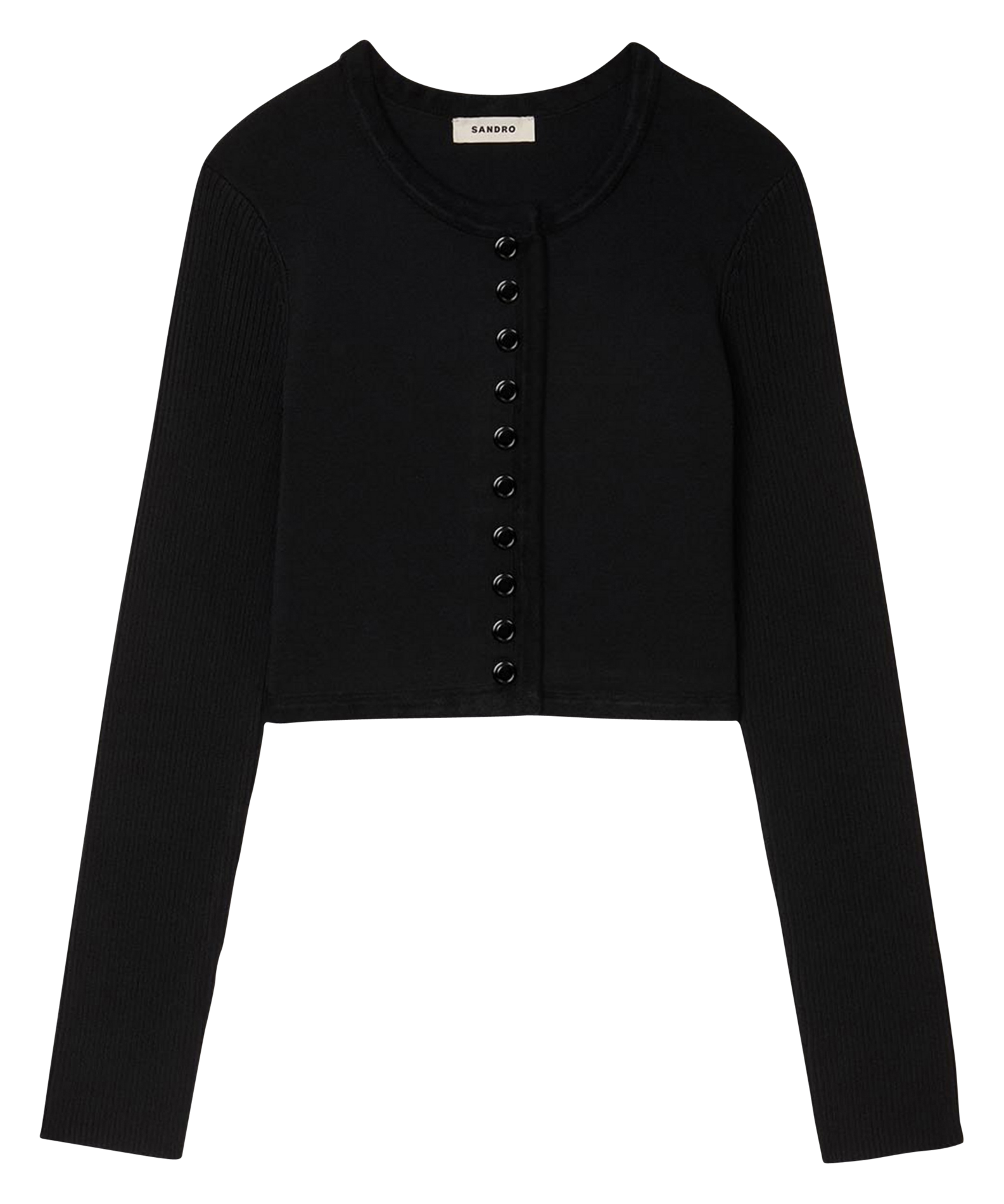 Cardigan près du corps col rond  SANDRO Noir