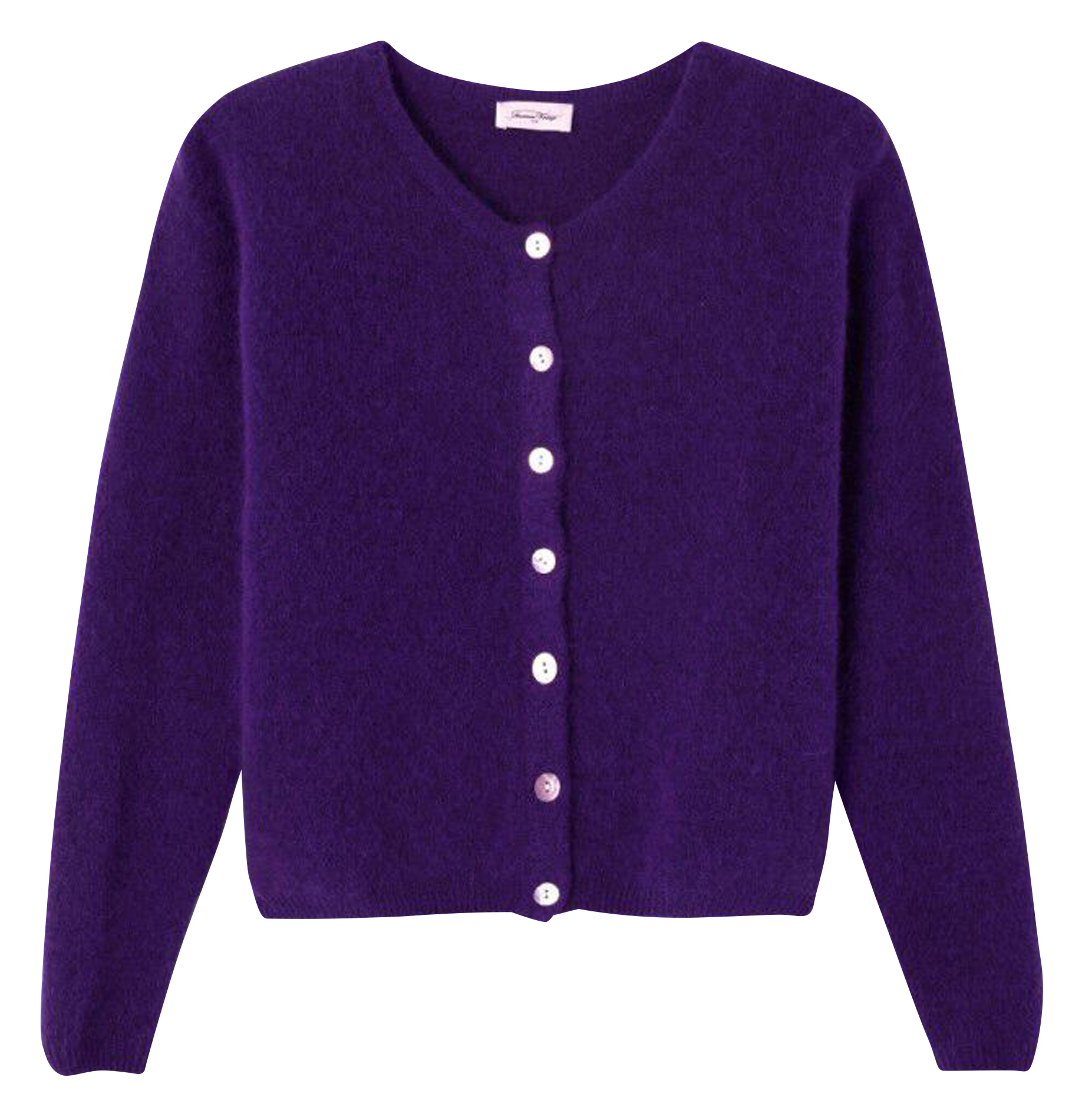 Loose-fit wool-blend cardigan with round neck AMERICAN VINTAGE Purple